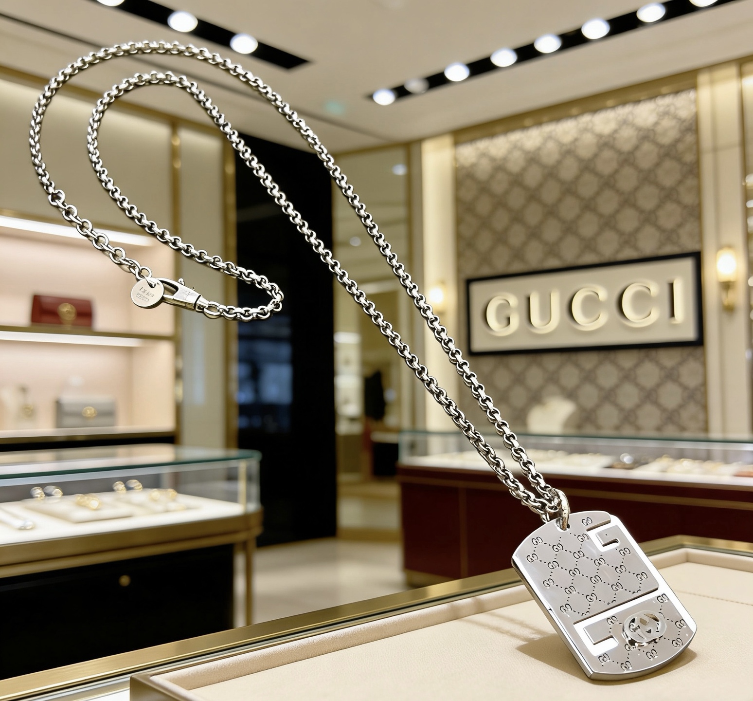 Gucci 𝐆𝐮𝐜𝐜𝐢古驰项链最新款链条档次更高 Anger Forest系列双G 款设计理念项链系列 银项链