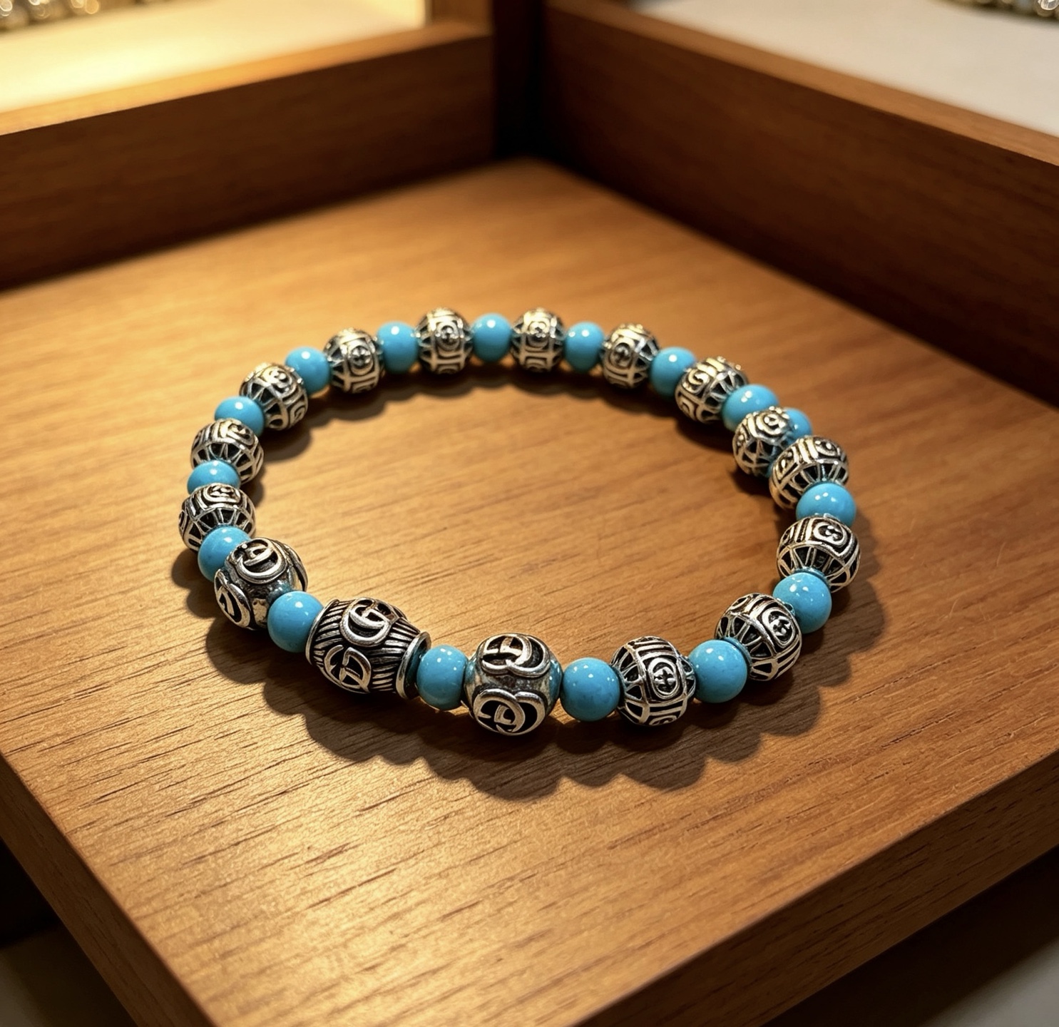 NO:767578,Batch Gucci bracelets for men and women. The latest natural turquoise bracelet is of higher quality. The same style as the Anger Forest series double g black onyx crystal bracelet for celebrities. Size: 16-24 cm. The details are distressed. The shiny version is not available in the market. It is not commonly made in the market. This model has been released. The best-selling model in Gucci. It is very good to match clothes, high-quality jewelry, gucci, and bracelets.19860909批 古驰手链男女同款 最新款天然绿松石手链档次更高明星同款Anger Forest系列双g黑玛瑙水晶手链 尺寸:16-24厘米 细节对版做旧处理 非市面亮面版型 非市面普通做这款一直在出 古驰里面热卖款 非常好搭配衣服,饰品精品,gucci,bracelet,Jewelry