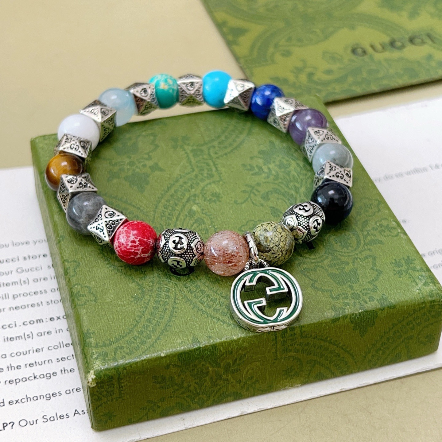 Nuevo lanzamiento 👒 Pulsera Gucci de piedra natural, versión de precisión de mostrador, pulsera Gucci natural, estilo …