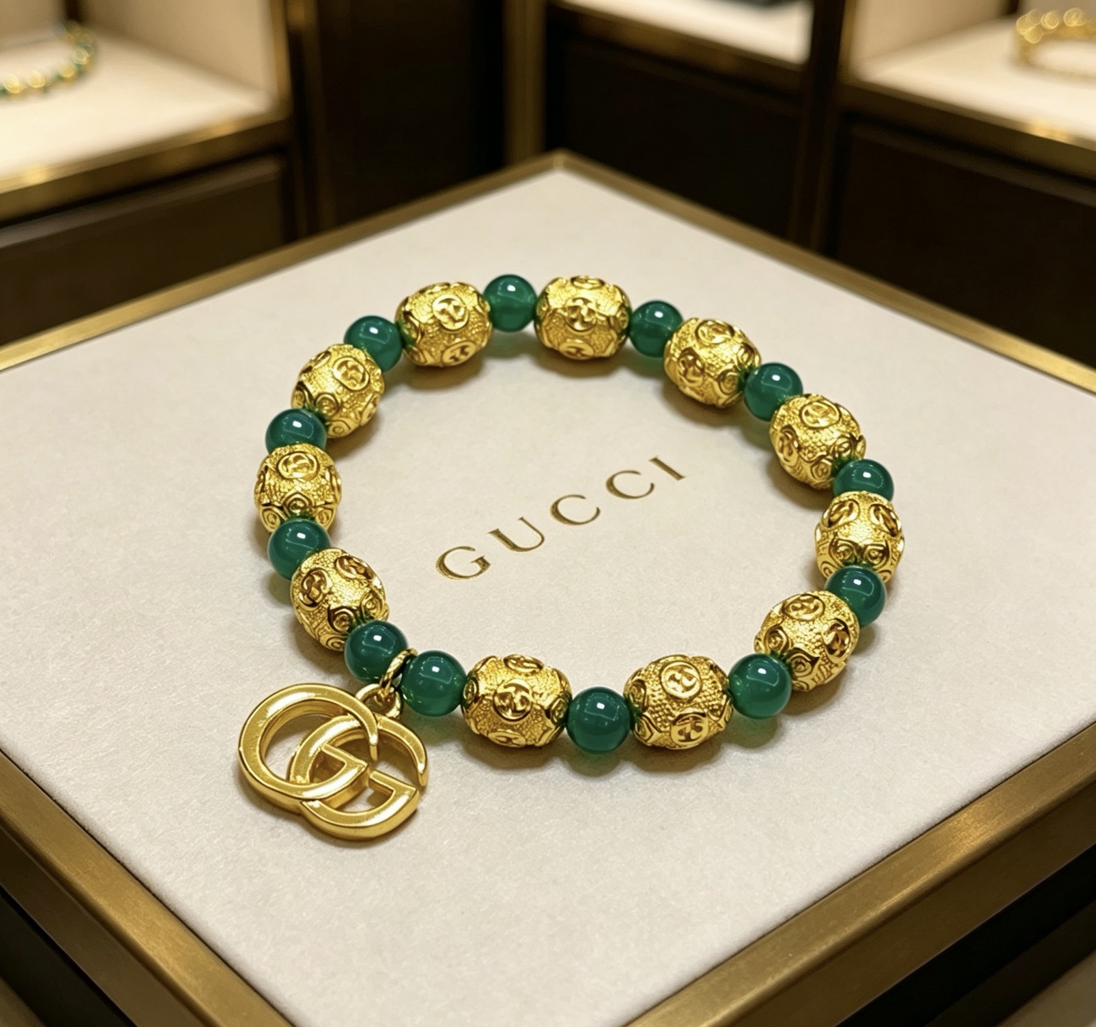 NO:818128,Batch Gucci bracelets for men and women. The latest natural crystal bracelets are of higher quality. Anger Forest series double-g green agate crystal bracelets of the same style for celebrities. Size: 16-24 cm. Details are distressed. Non-market glossy version. Non-market ordinary ones. This model has been out. Best-selling model in Gucci. Very good to match clothes, high-quality jewelry, gucci, bracelet.19860909批 古驰手链男女同款 最新款天然水晶手链档次更高明星同款Anger Forest系列双g绿玛瑙水晶手链 尺寸:16-24厘米 细节对版做旧处理 非市面亮面版型 非市面普通做这款一直在出 古驰里面热卖款 非常好搭配衣服,饰品精品,gucci,bracelet,Jewelry