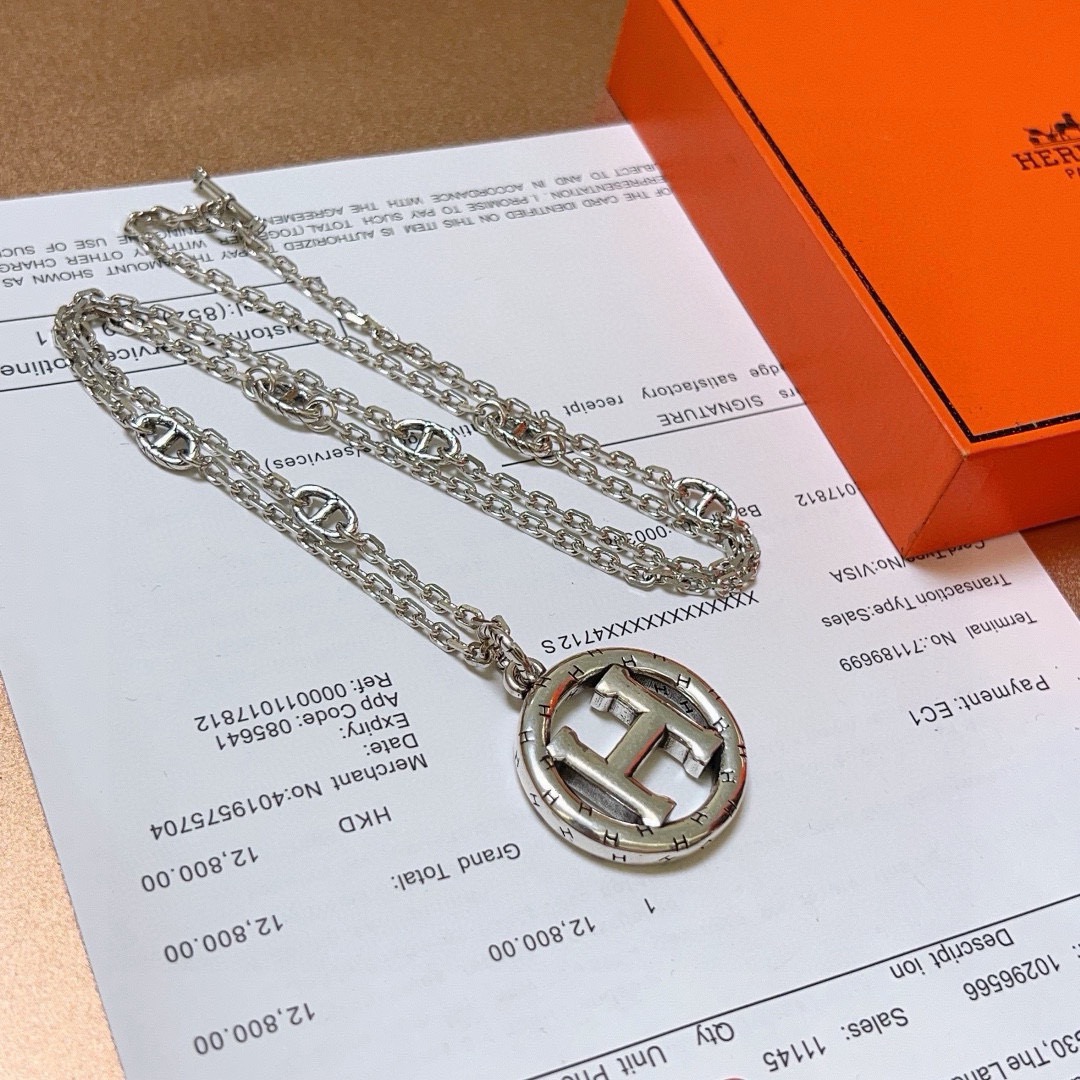 🌀🌟HERMES  爱马仕项链 猪鼻子项链系列首饰 进口定制.高端链条经典搭配 新品 简单时尚🌟专柜一致