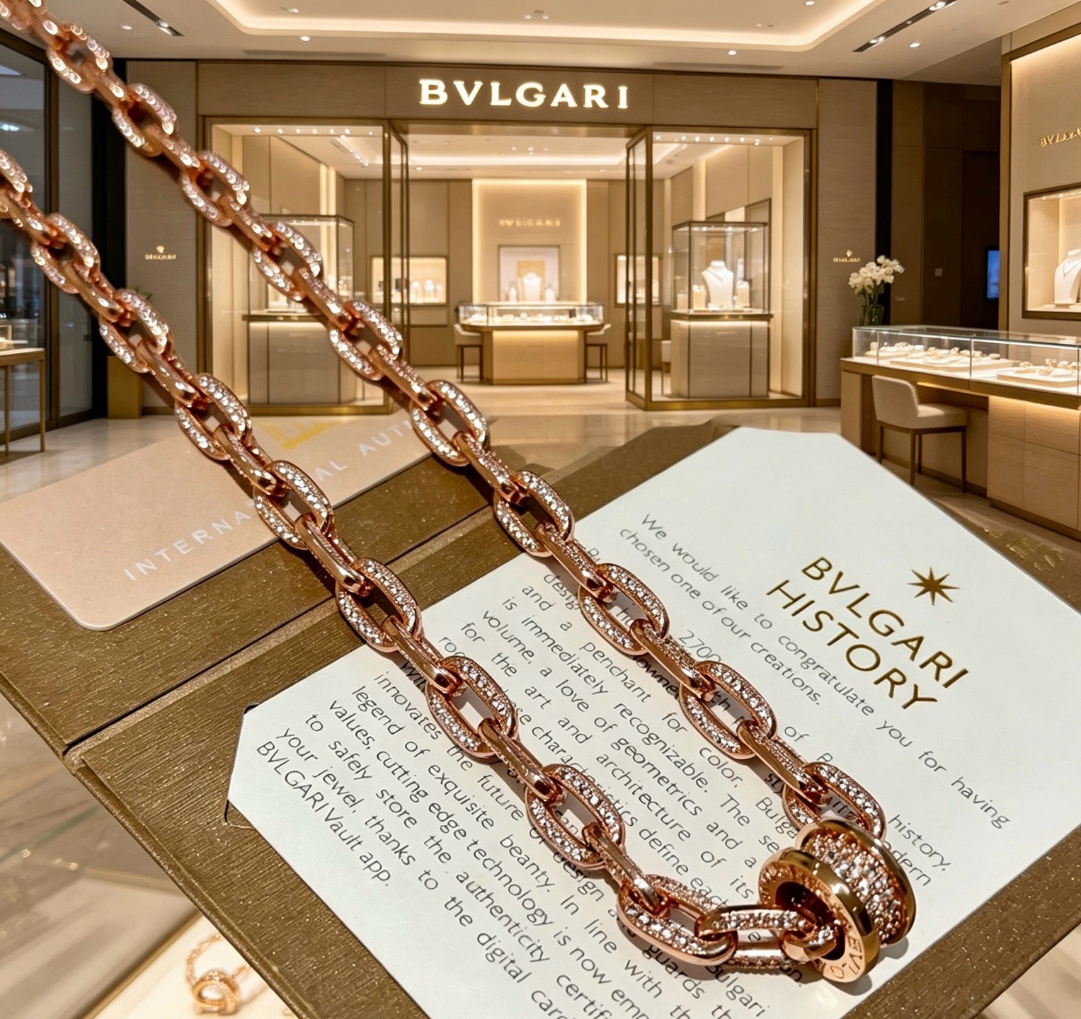 整条满钻镶嵌工艺宝格丽项链V金材质 BVLGARI宝格丽 DIVAS‘ DREAM 系列 品相完美，细节