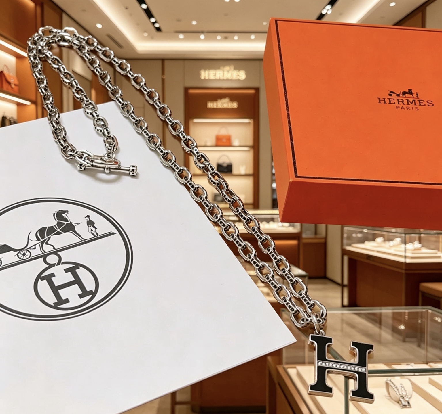 🐴🐴🐴 爱马仕项链 新品发布 HERMES 必备款猪鼻子系列首饰 高端定制.高端链条经典搭配吊牌 新品 