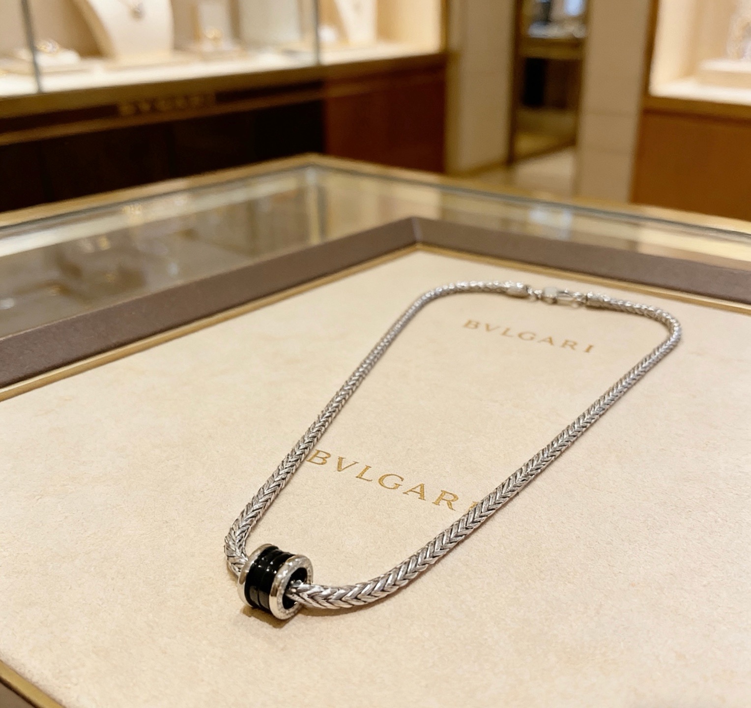Bvlgari B zero1 necklace Silver-toned metal with black ceramic 60cm