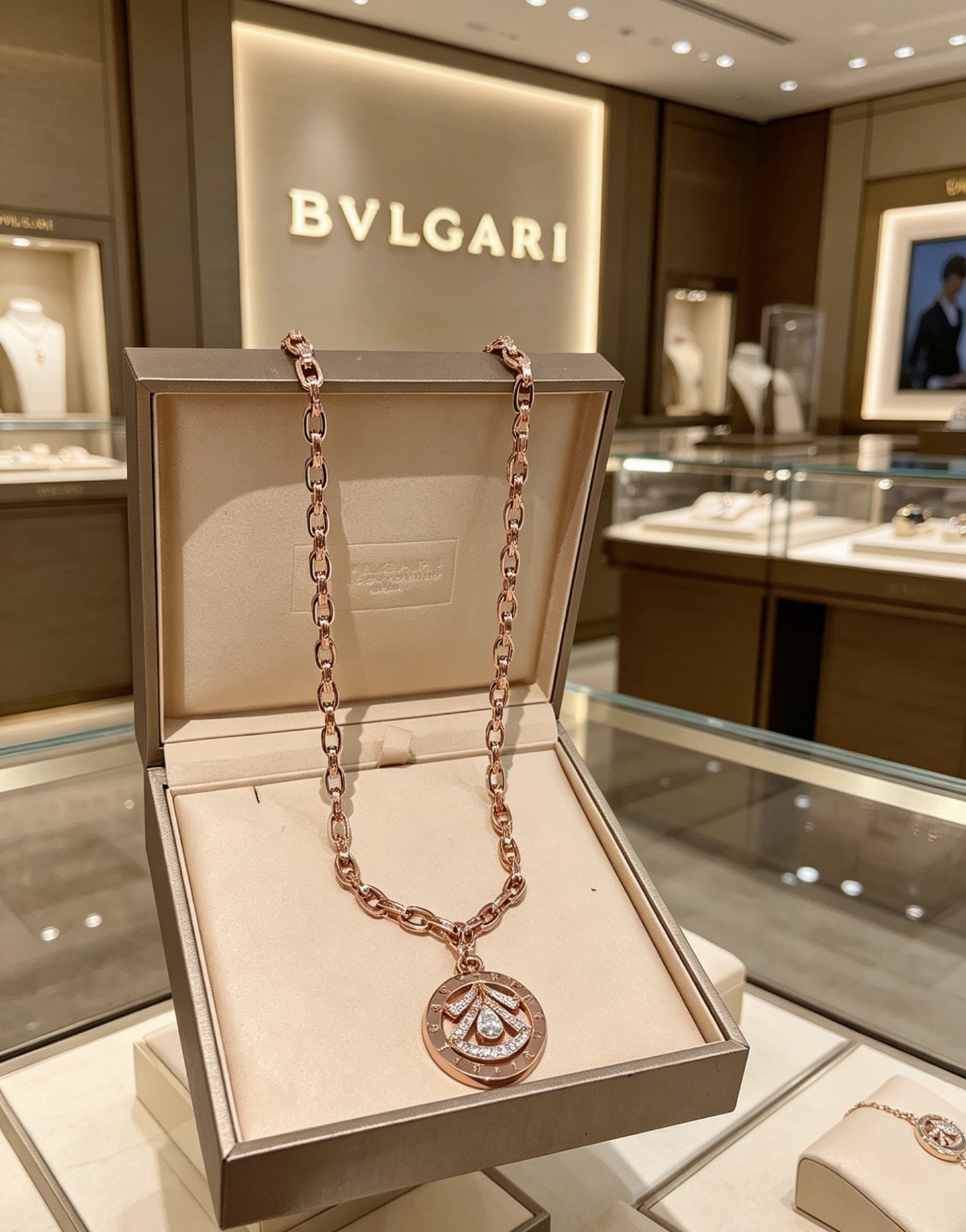 Bvlgari Divas Dream necklace Rose gold with clear diamonds 60cm