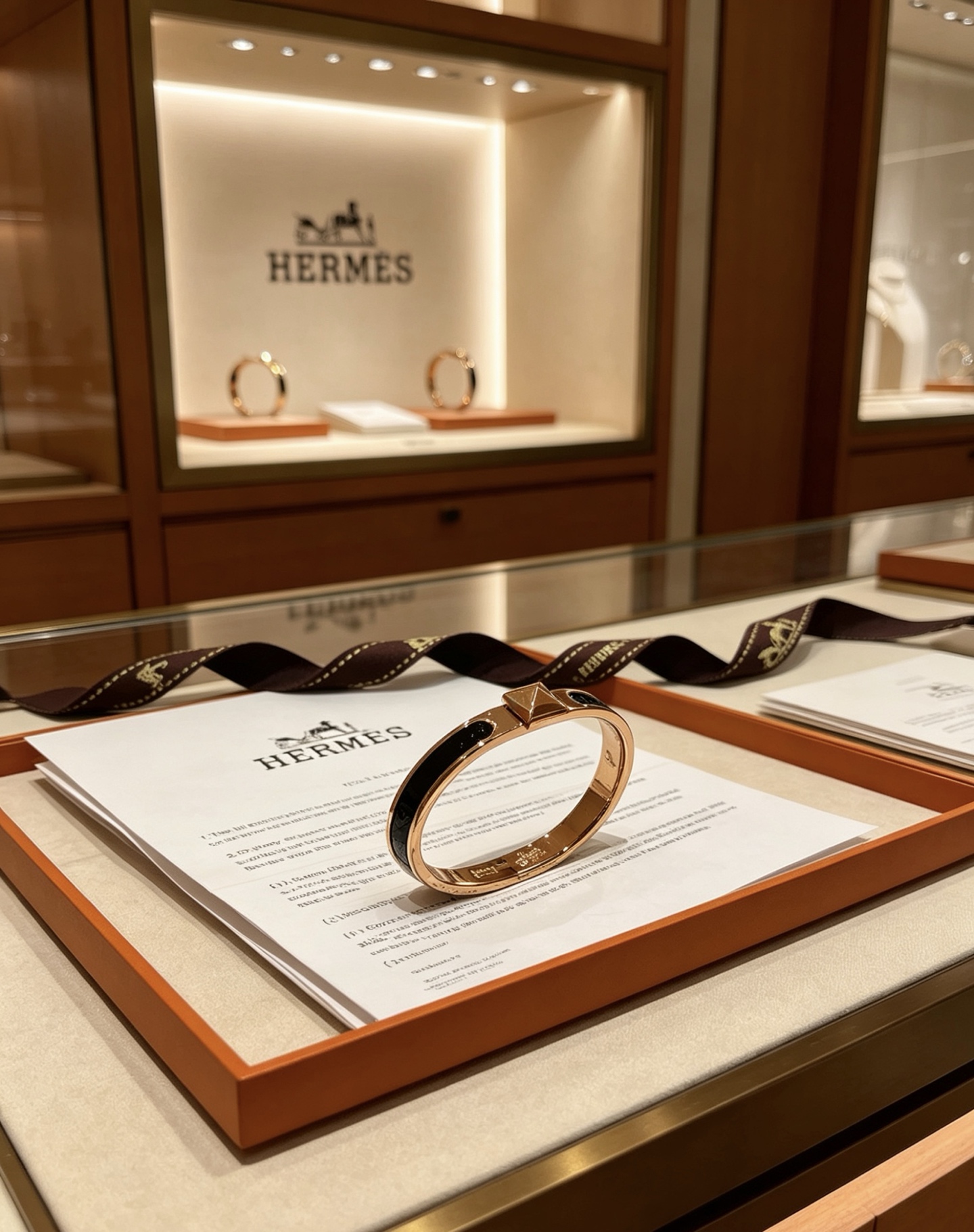 Hermes Mini Clic Clac d H bracelet Rose gold plated metal with black enamel inlay PM
