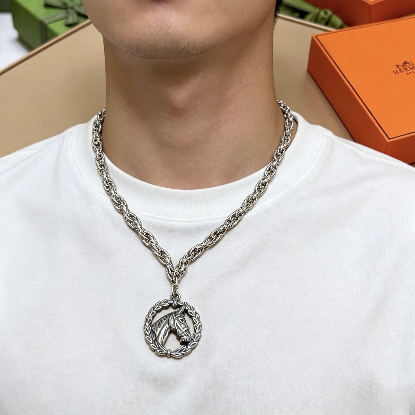 Hermès H pendant necklace, shown in the complete original source image set. 3