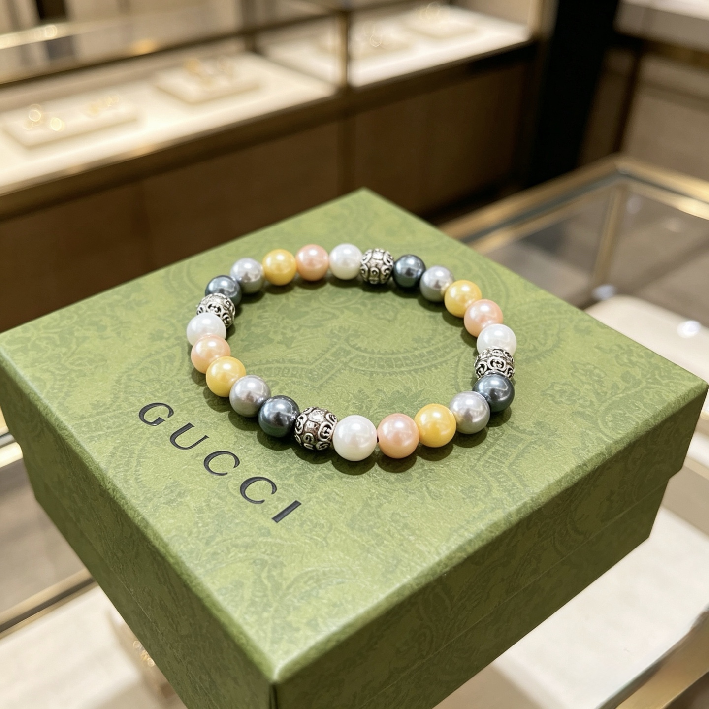 Gucci古驰手链男女同款 最新款珍珠手链档次更高Anger Forest系列双g珍珠手链 5