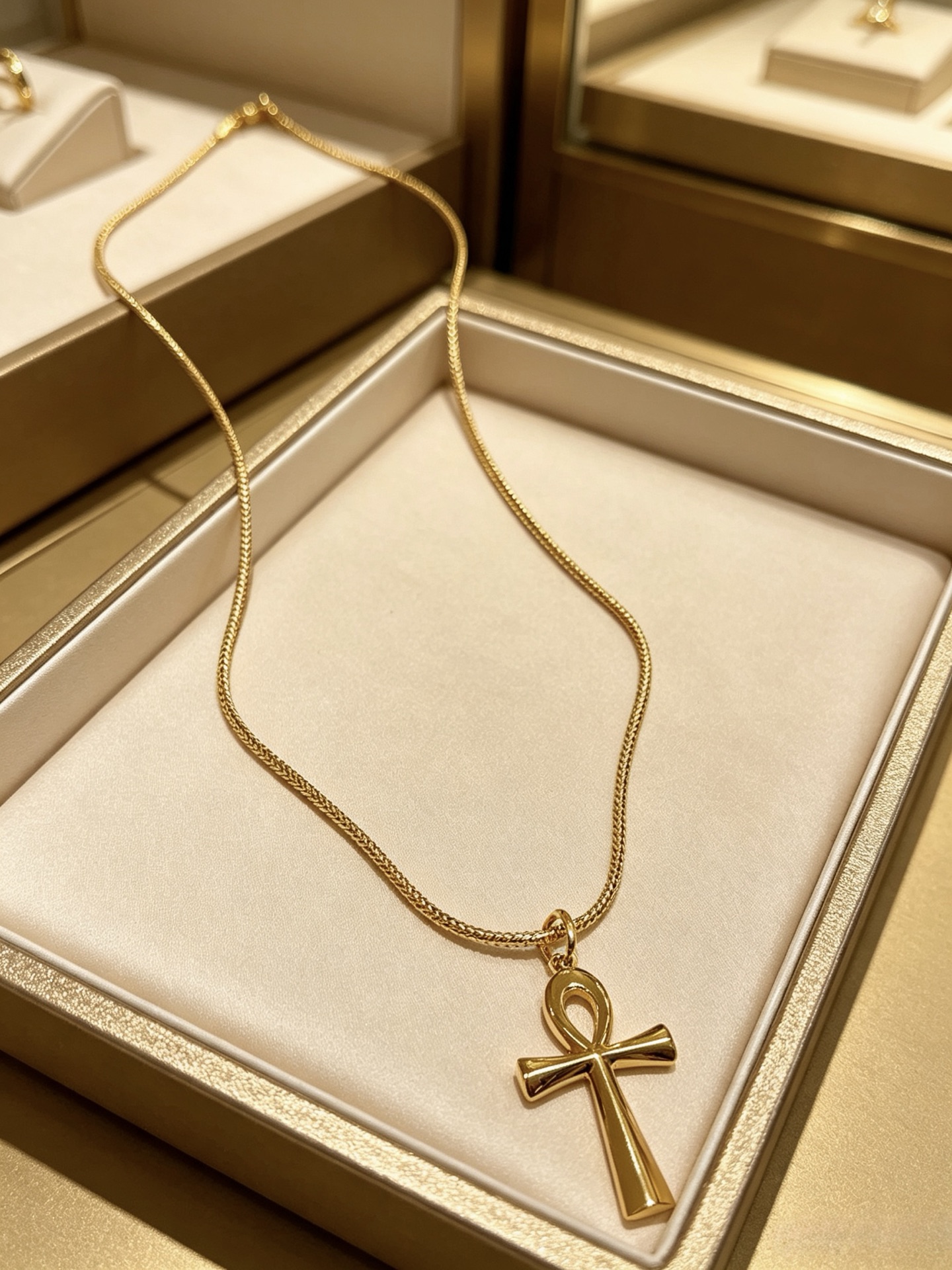 Bvlgari DIVAS DREAM Ankh Cross Pendant necklace 18K yellow gold 18 inch