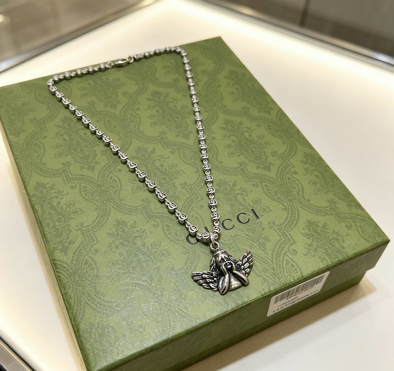 Gucci Anger Forest Angel Pendant necklace Aged antique silver-toned metal no gemstones 50cm
