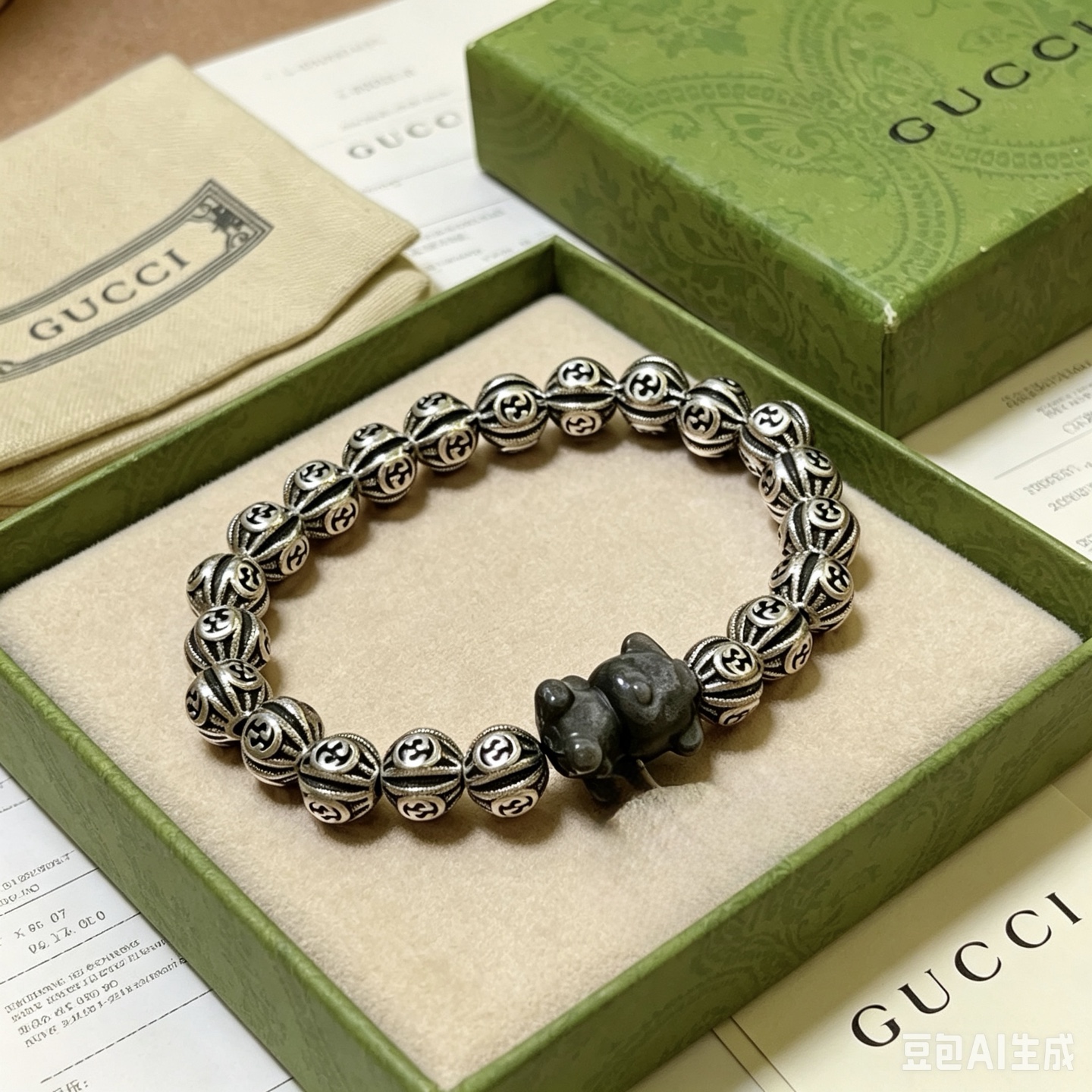 NO:923555,Batch Gucci bracelet luxury bracelet, same style for men and women. The latest full-piece silver obsidian beaded bracelet is of a higher grade. The same style as the Anger Forest series double-g retro Gucci bracelet for celebrities. Size: 16-24 cm. Details are distressed. Non-market glossy version. Non-market ordinary make. This one has been out. Best-selling model in Gucci. Very good match with clothes, high-quality jewelry, gucci, bracelet.19860909批 古驰手链奢华手串 男女同款 最新款全件银曜石串珠手链档次更高明星同款Anger Forest系列双g复古古驰手链 尺寸:16-24厘米 细节对版做旧处理 非市面亮面版型 非市面普通做这款一直在出 古驰里面热卖款 非常好搭配衣服,饰品精品,gucci,bracelet,Jewelry