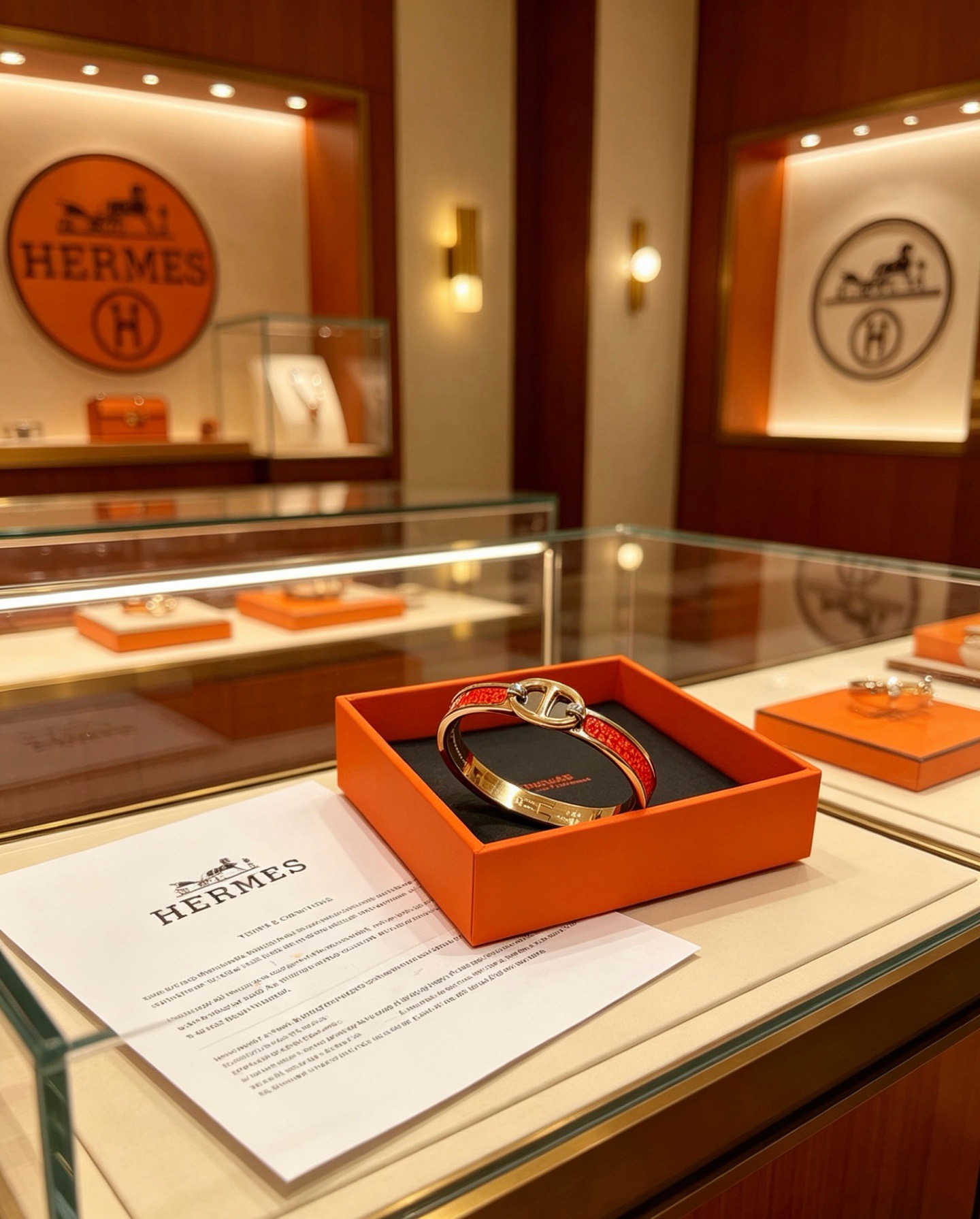 Hermes Mini Clic Chaine d Ancre bracelet Rose gold plated metal with red lizard-pattern enamel silver-tone clasp accents 17cm inner circumference
