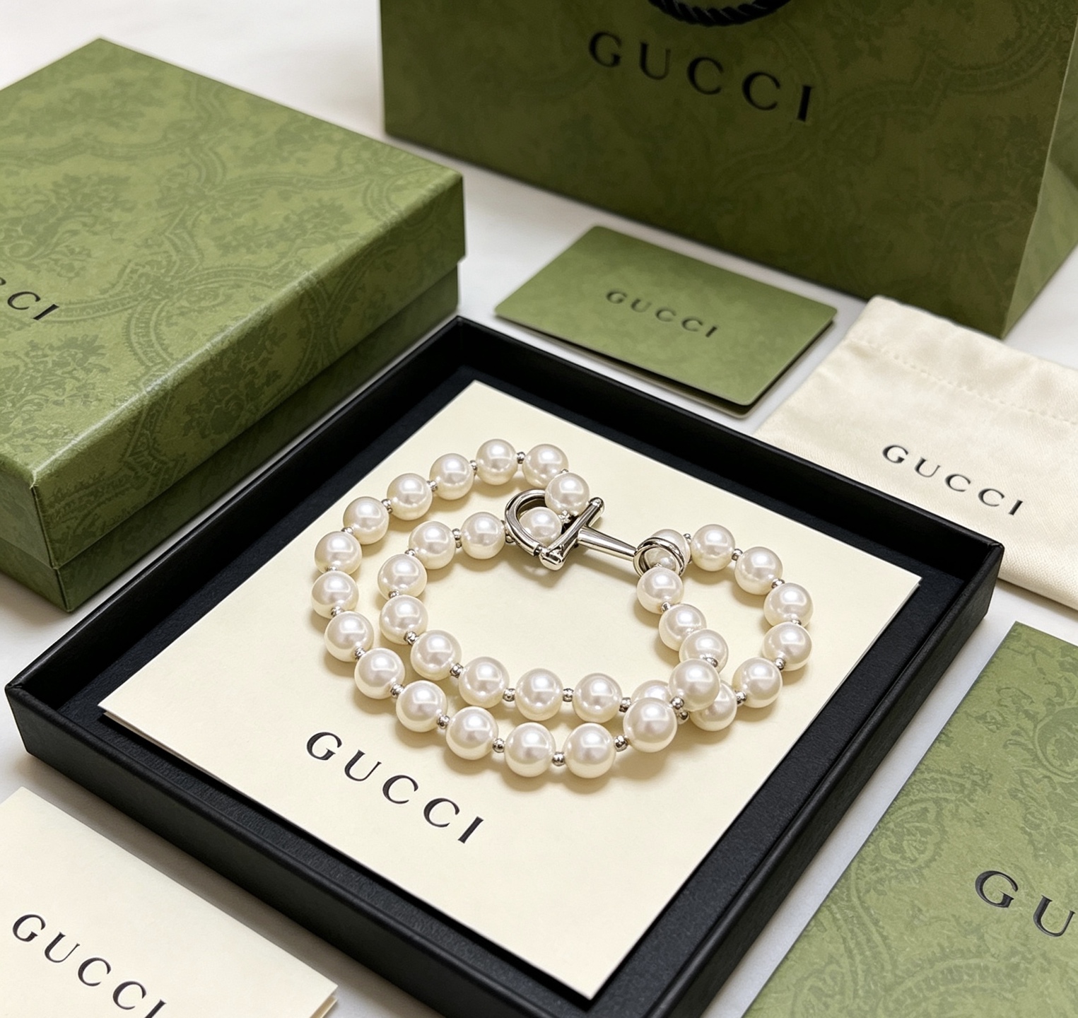 Gucci Anger Forest bracelet silver-toned metal white pearl 18cm