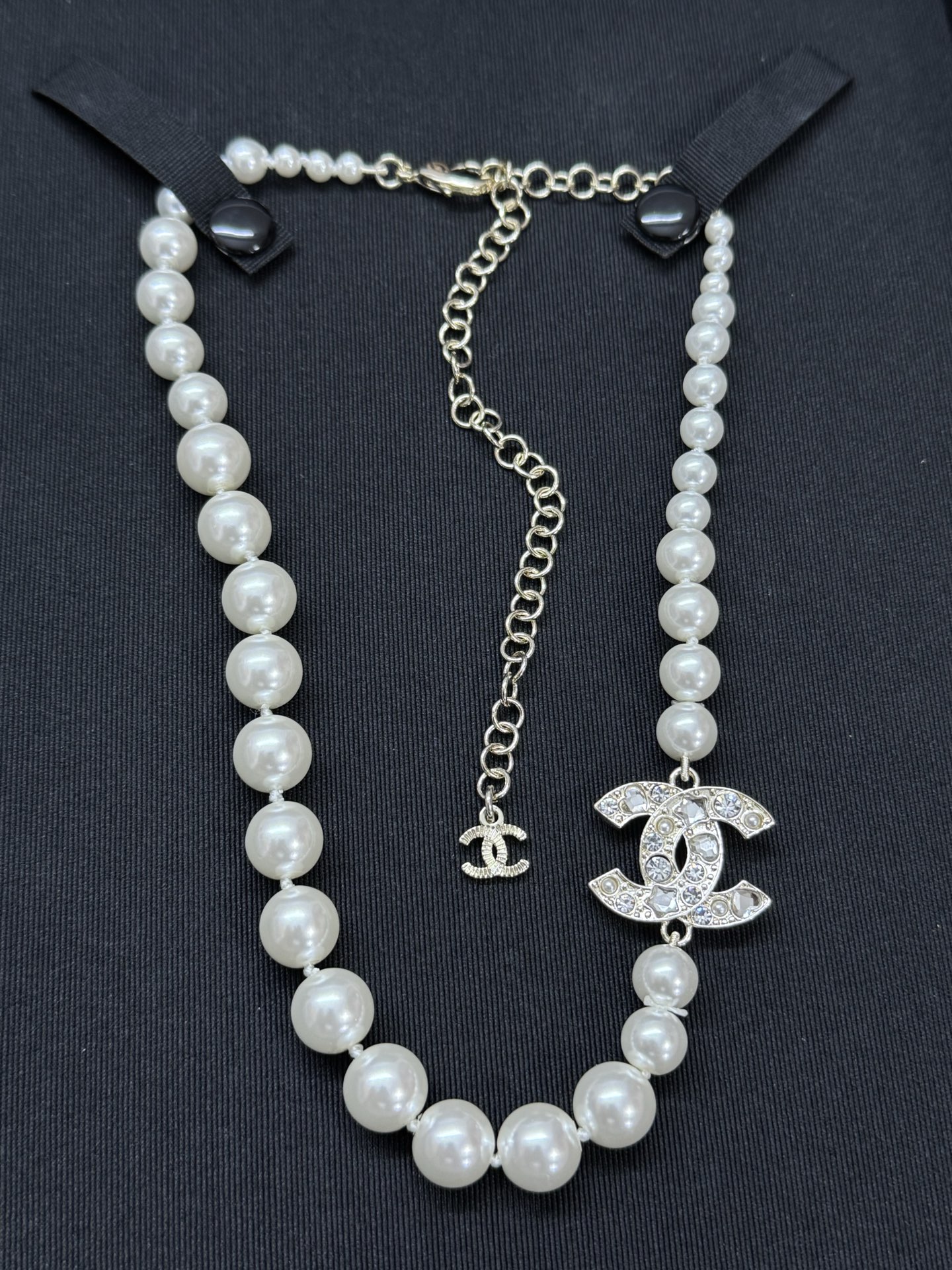 NO:359947,Xiaoxiang's new love star rhinestone double c pearl necklace gold silver, Chanel necklace, chanel, necklace19860909小香新款爱心星星水钻双c珍珠项链 金色 银色,香奈儿项链,chanel,necklace,Jewelry