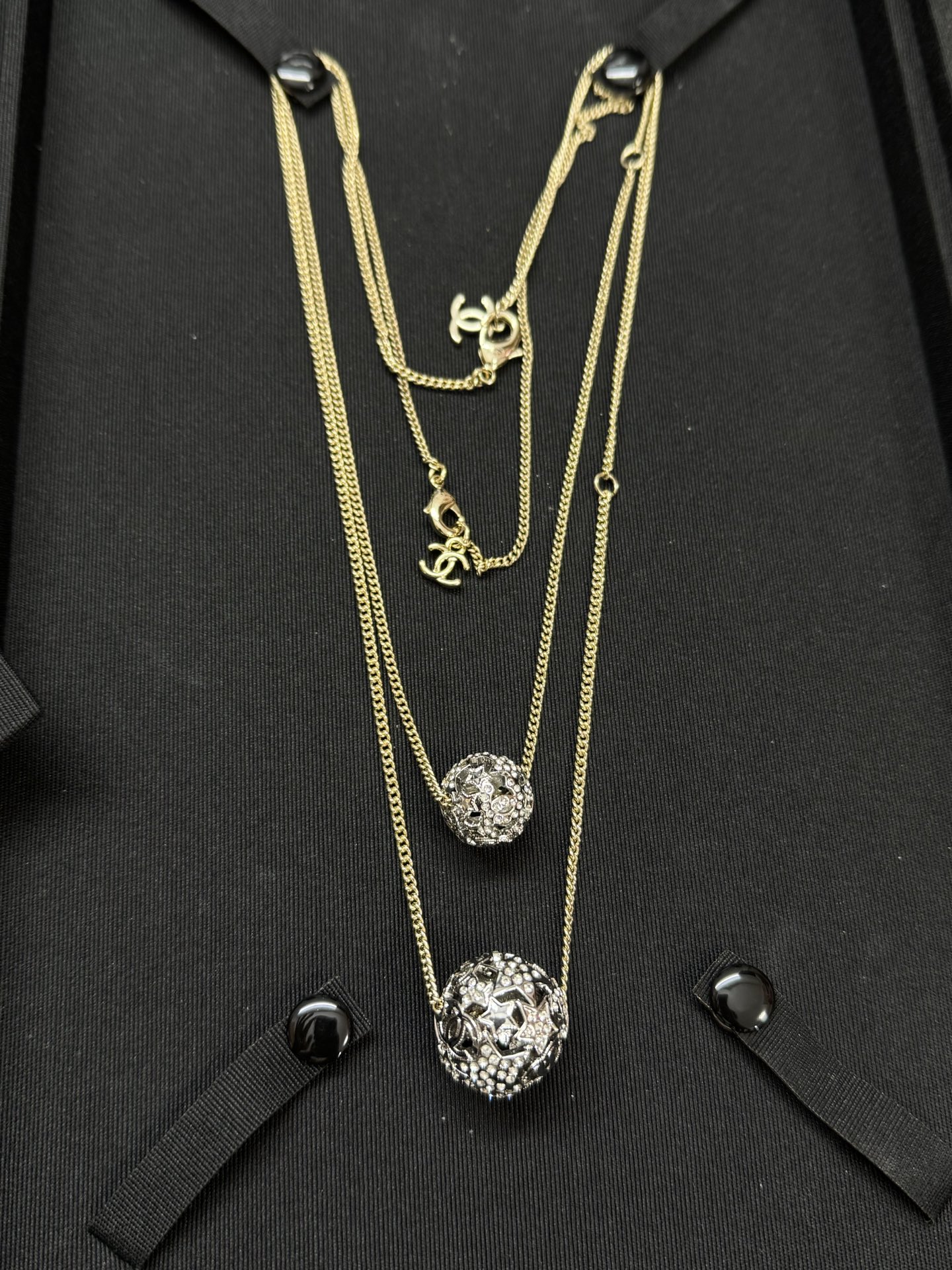 CHANEL Necklace Openwork Sphere Colorblock
