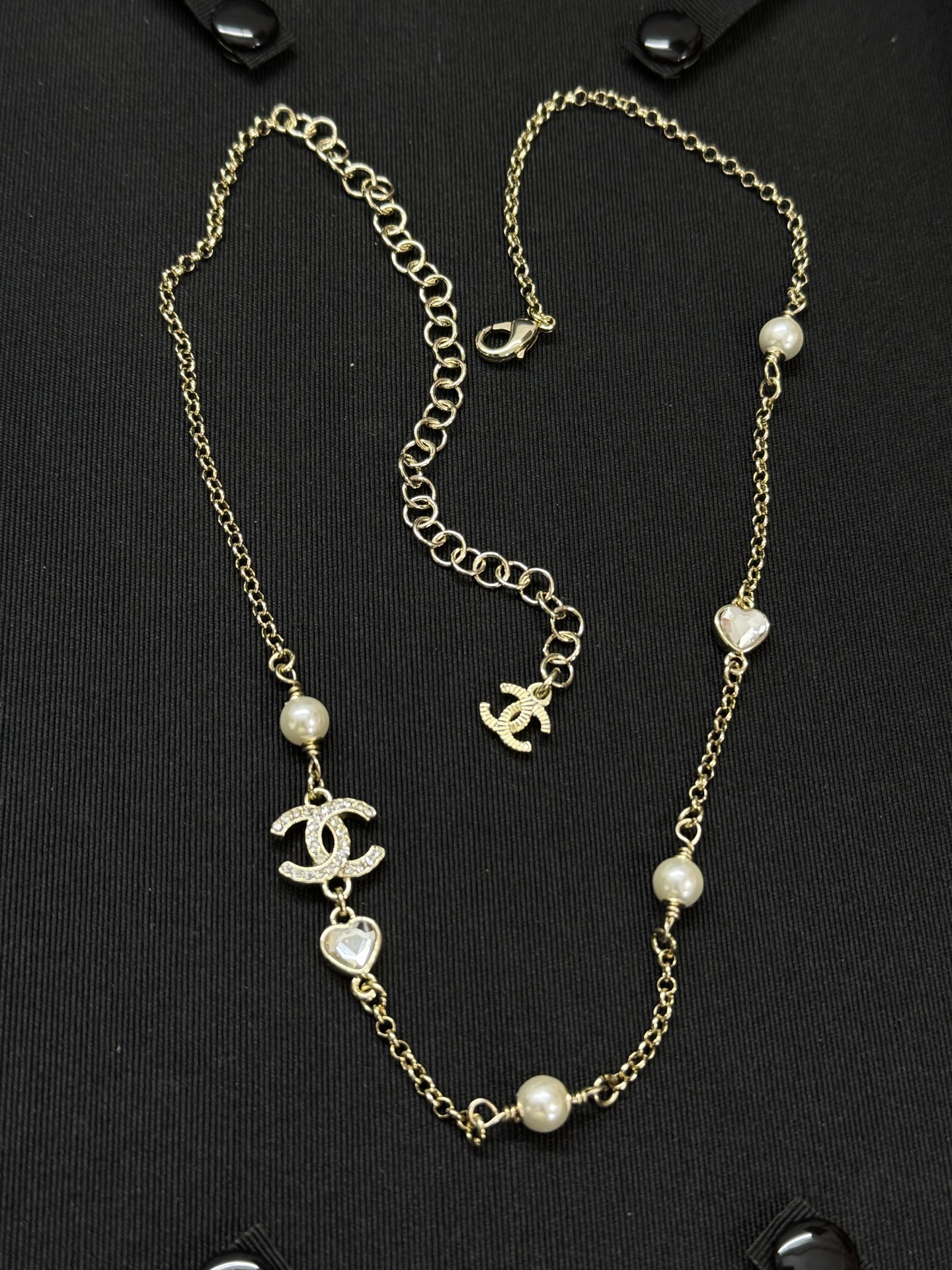 NO:361172,Xiaoxiang's new pearl love chain double c full diamond necklace, Chanel necklace, chanel, necklace19860909小香新款珍珠爱心链条双c满钻项链,香奈儿项链,chanel,necklace,Jewelry