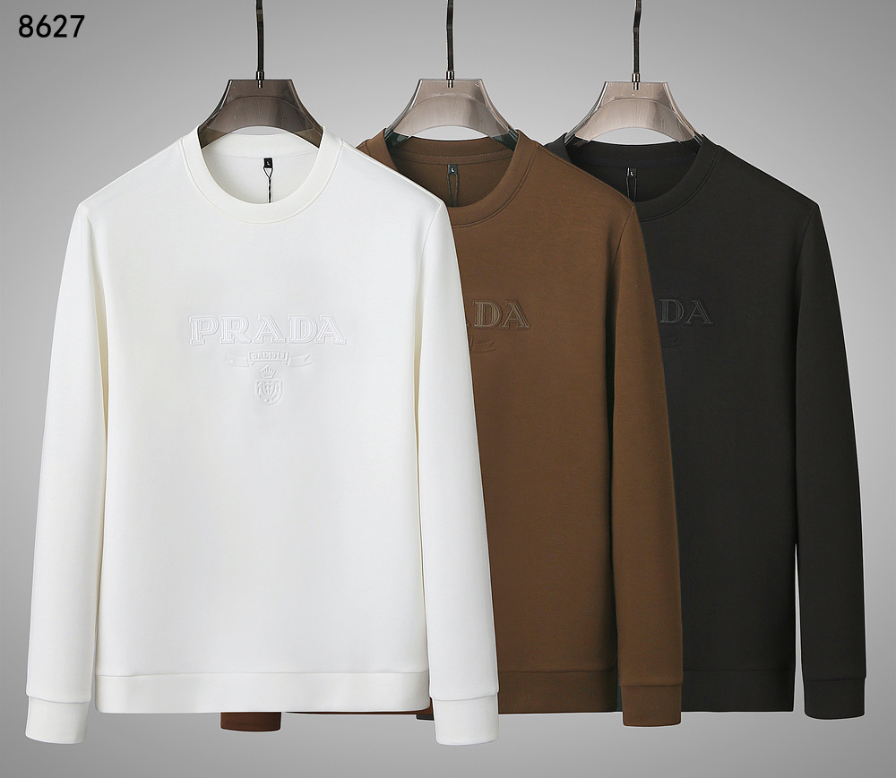 NO:523243,Prada 2025 autumn and winter new sweatshirt fabric mercerated modal cotton color black white brown size M-4XL, prada, hoodie, sweatshirts, alexander wang19860909普拉达 2025 秋冬新款卫衣 面料丝光莫代尔棉 颜色黑色 白色 咖色 尺码M-4XL,,prada,hoodie,sweatshirts,alexander wang,Men's clothing