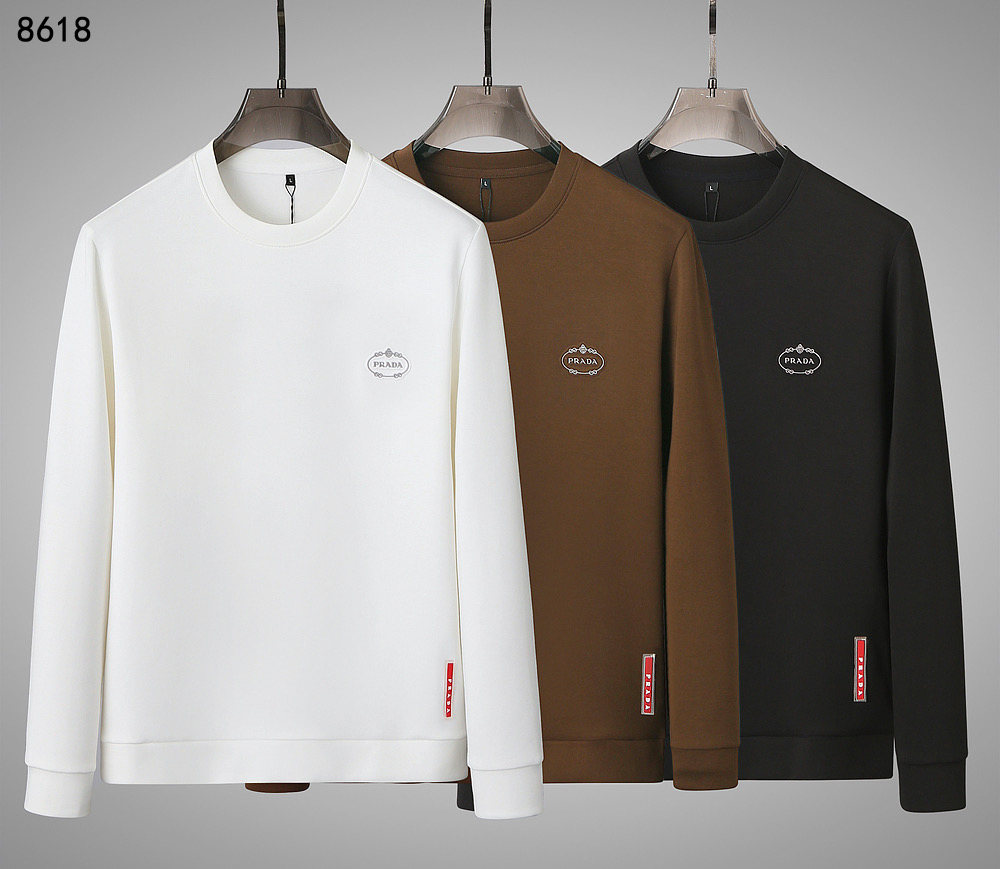 NO:523231,Prada 2025 autumn and winter new sweatshirt fabric mercerated modal cotton color black white brown size M-4XL, prada, hoodie, sweatshirts, alexander wang19860909普拉达 2025 秋冬新款卫衣 面料丝光莫代尔棉 颜色黑色 白色 咖色 尺码M-4XL,,prada,hoodie,sweatshirts,alexander wang,Men's clothing