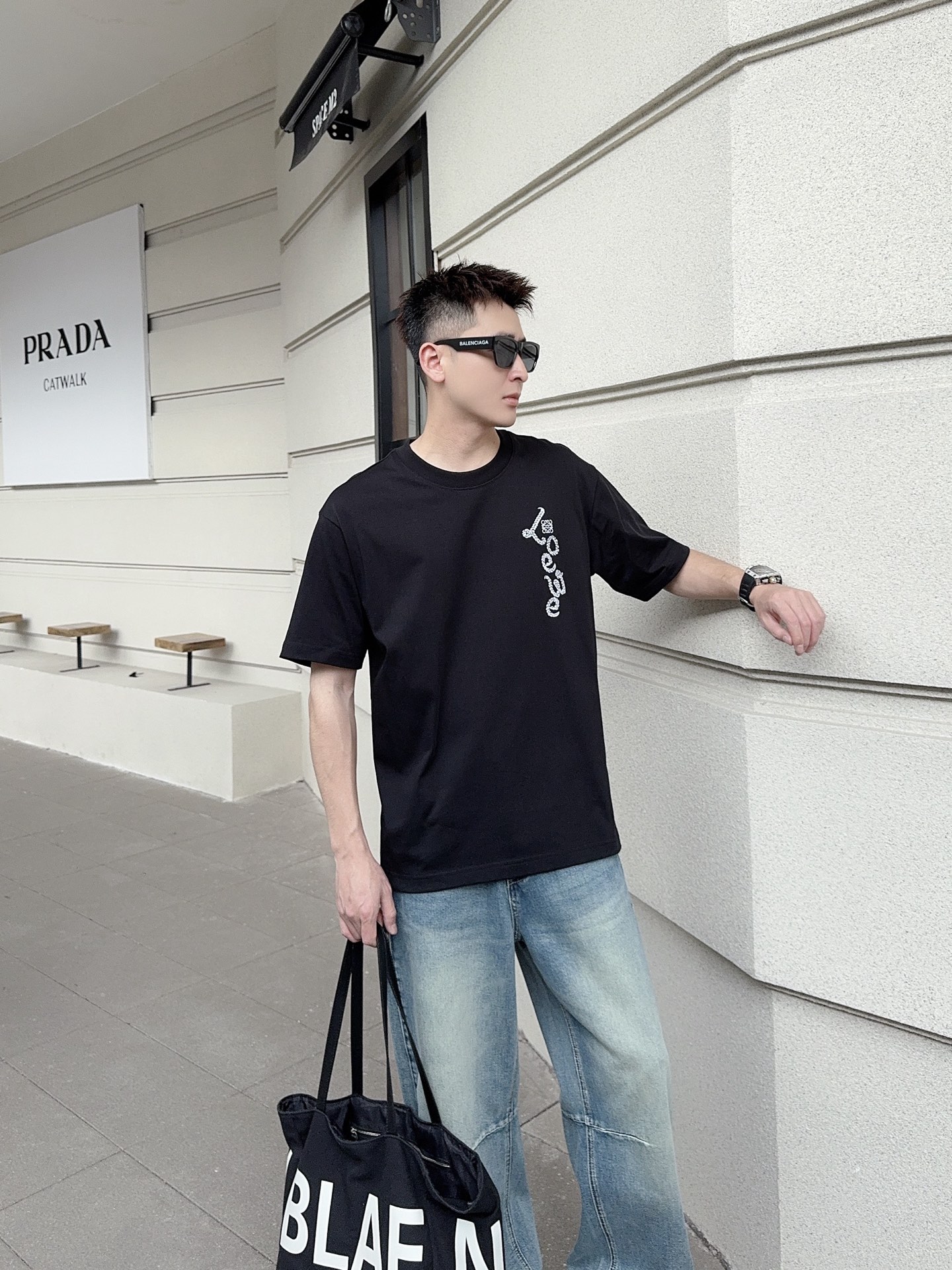 NO:744566,Loewe 2026 Spring and Summer New Style-Micro Wide Version Fabric Pure Cotton Color Black White Size M-2XL Item No. 187,,loewe,19860909罗意威 2026 春夏新款-微阔版 面料纯棉 颜色黑色 白色 尺码M-2XL 货号187,,loewe,,Men's clothing