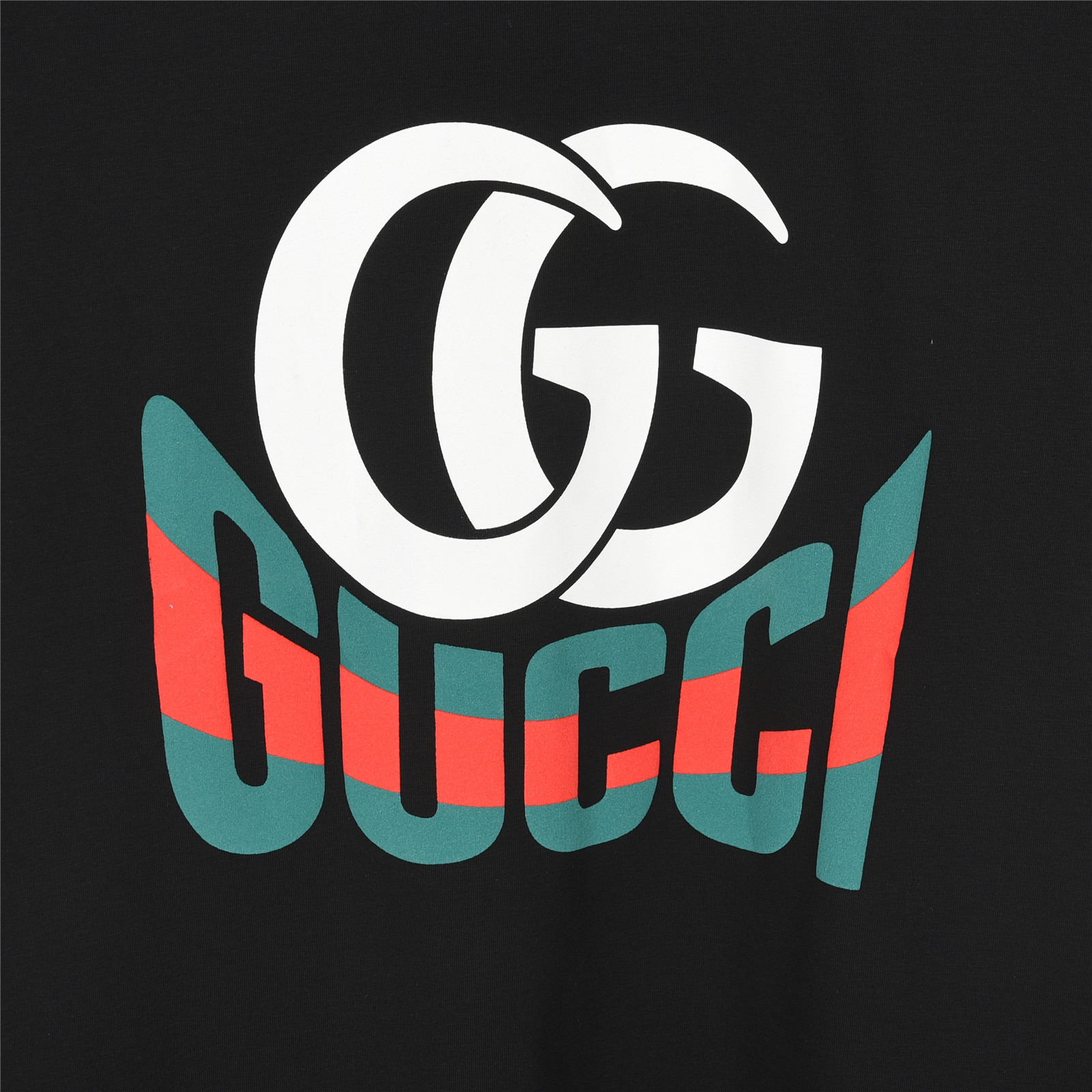 Gucci/古驰 25ss 双G印花及Gucci红绿发泡印花短袖T恤