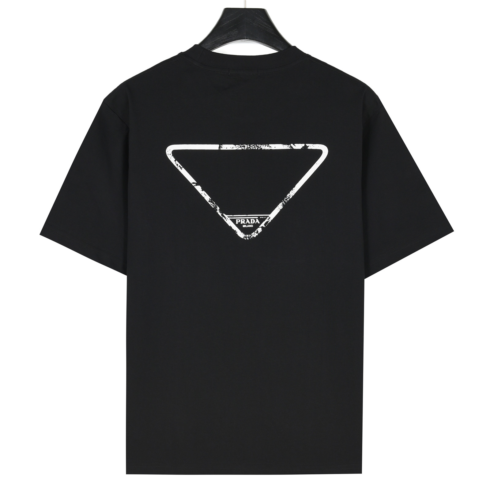 PRADA/普拉达 25ss 泼墨logo刺绣及后背三角标印花短袖T恤
