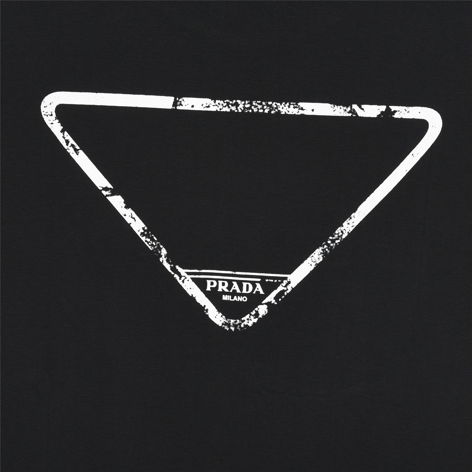 PRADA/普拉达 25ss 泼墨logo刺绣及后背三角标印花短袖T恤