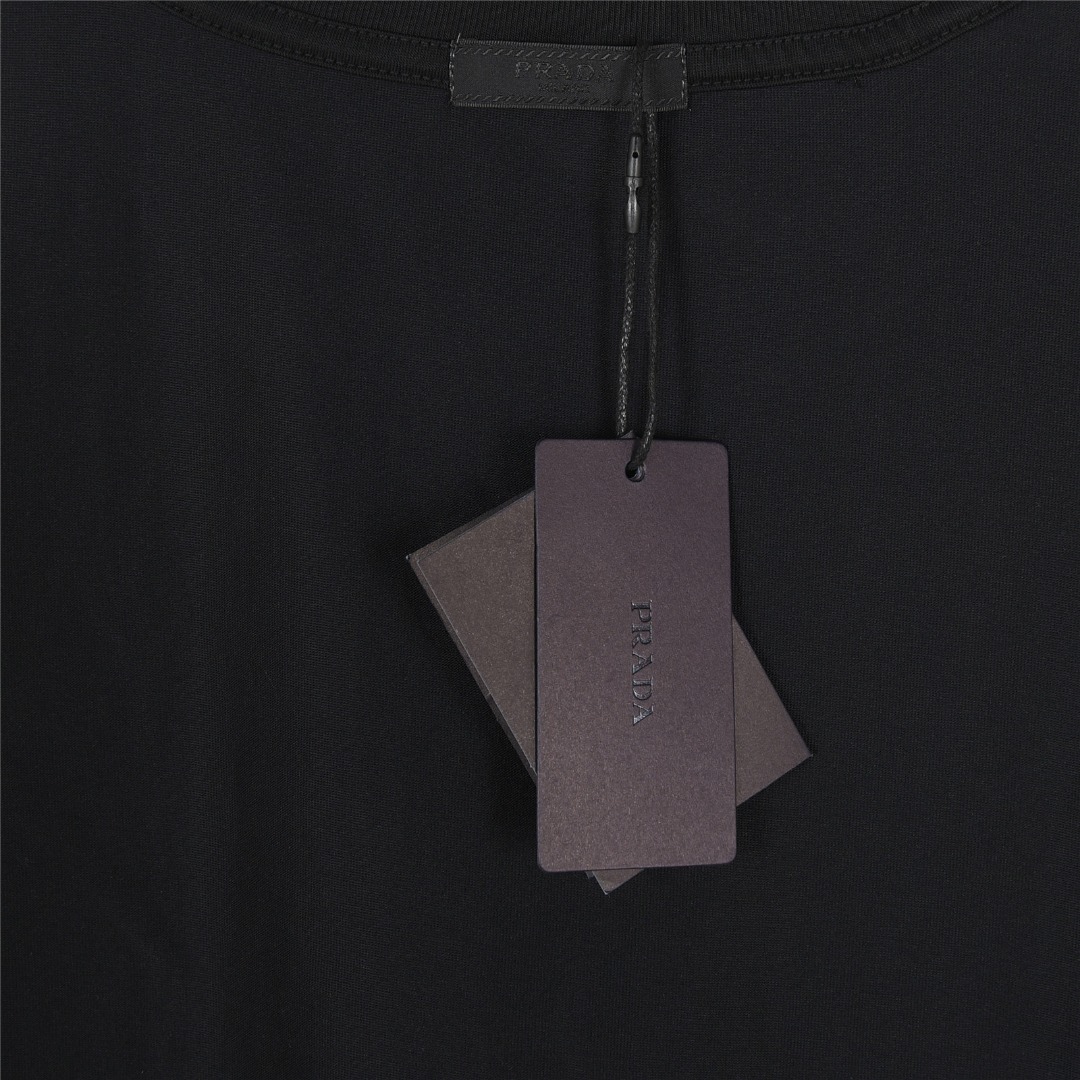 PRADA/普拉达 25ss 泼墨logo刺绣及后背三角标印花短袖T恤