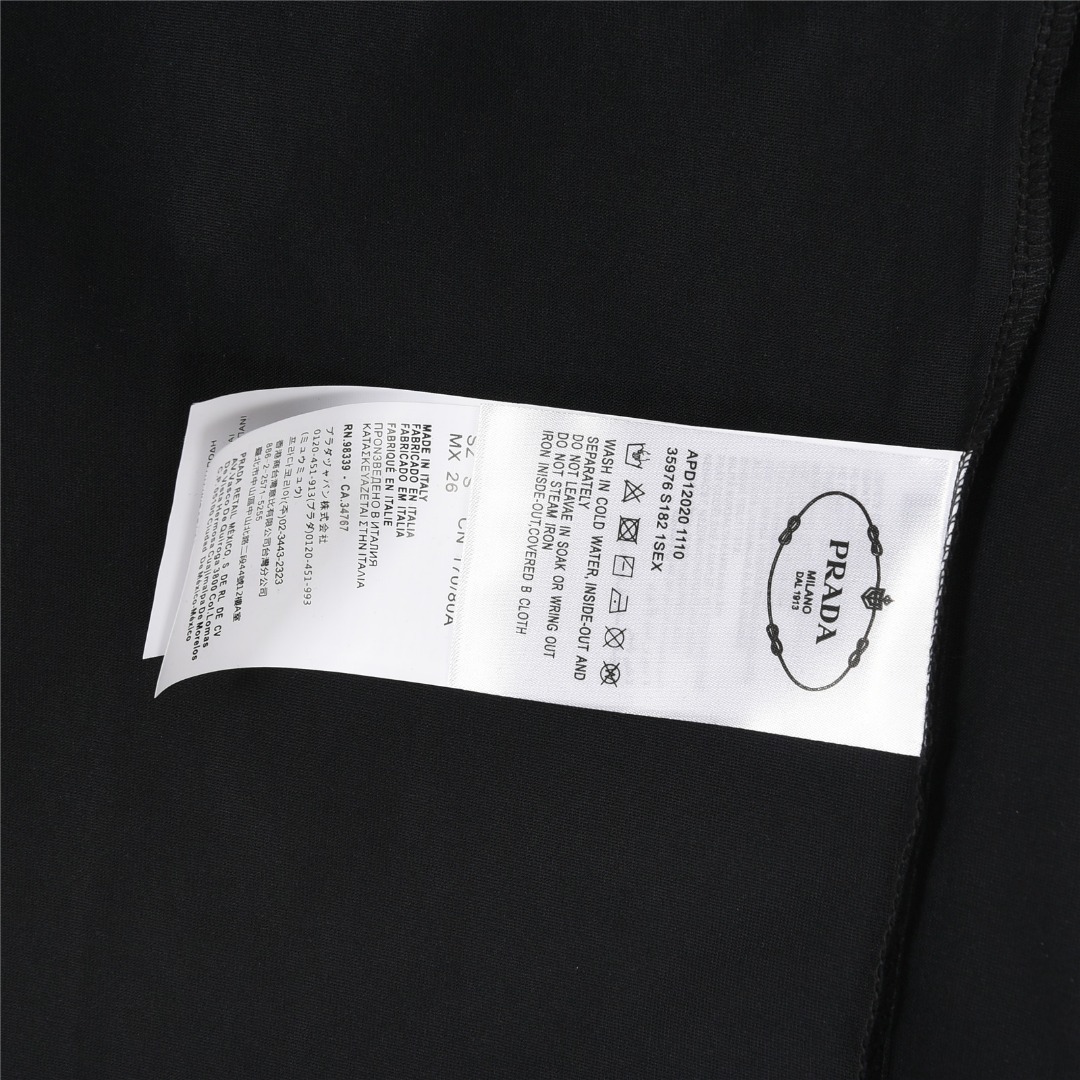 PRADA/普拉达 25ss 泼墨logo刺绣及后背三角标印花短袖T恤