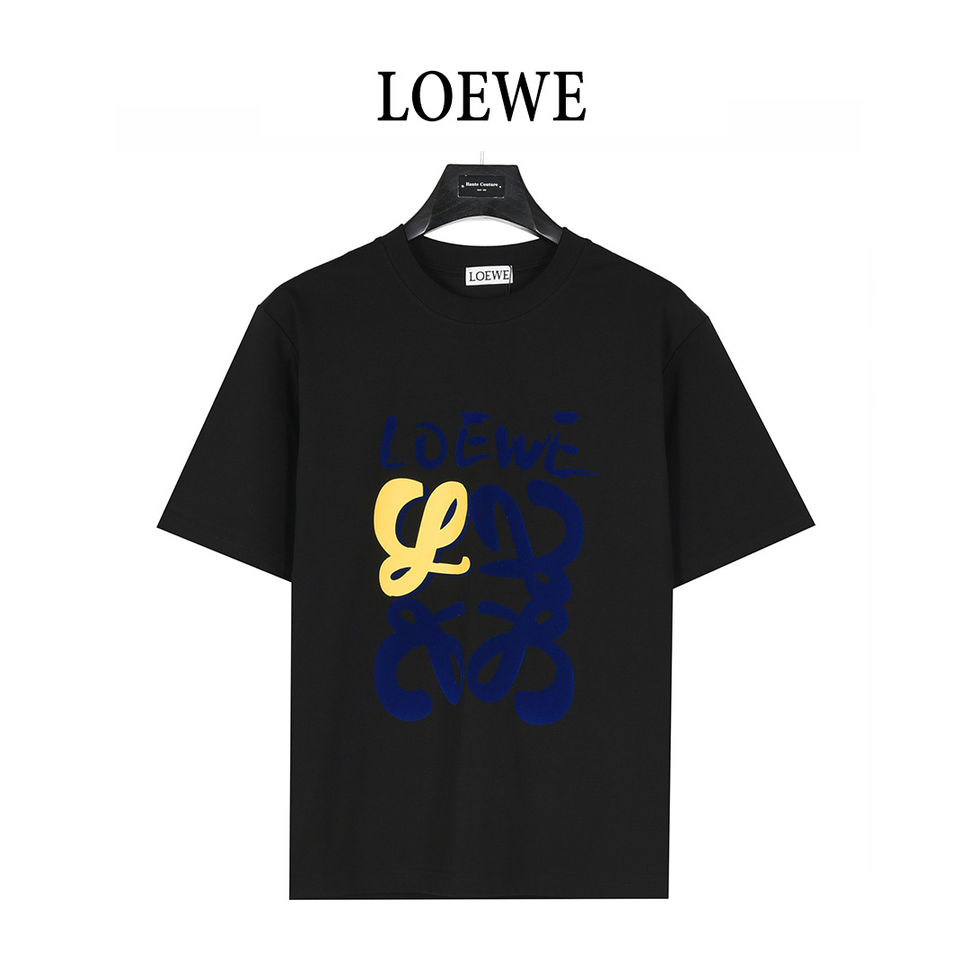 Loewe/罗意威 25ss 涂鸦彩绘植绒印花短袖T恤