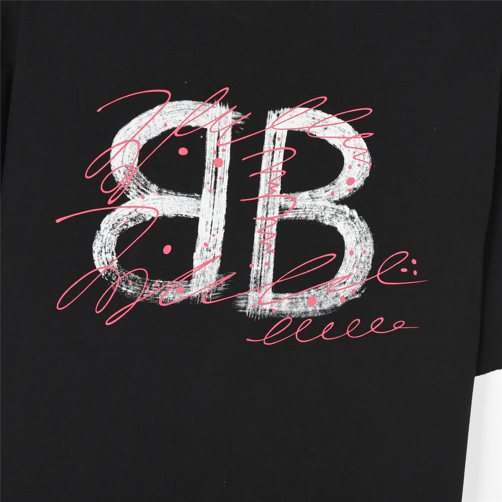 Balenciaga/巴黎世家 25ss 字母双B手绘水洗破洞短袖T恤