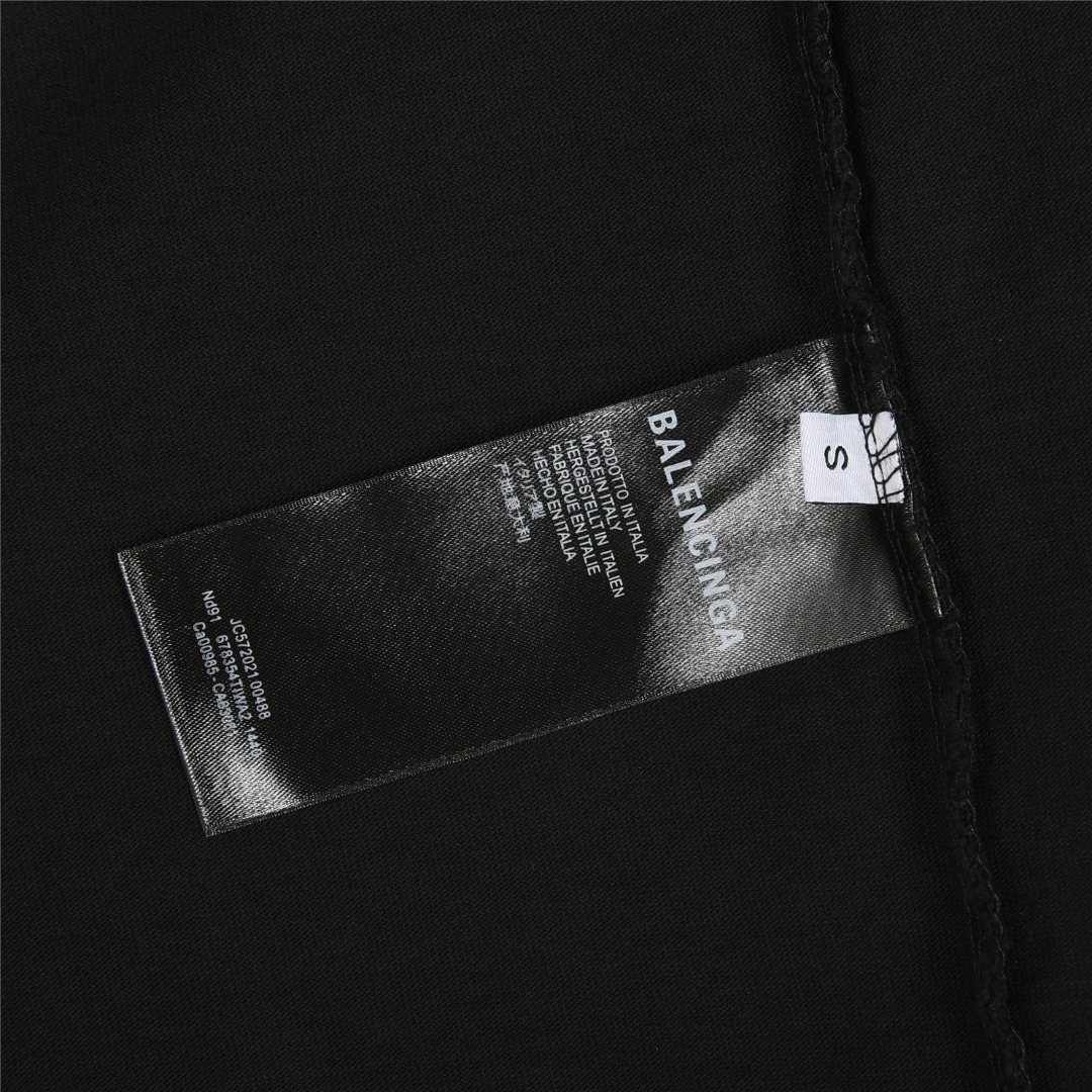 Balenciaga/巴黎世家 25ss 字母双B手绘水洗破洞短袖T恤