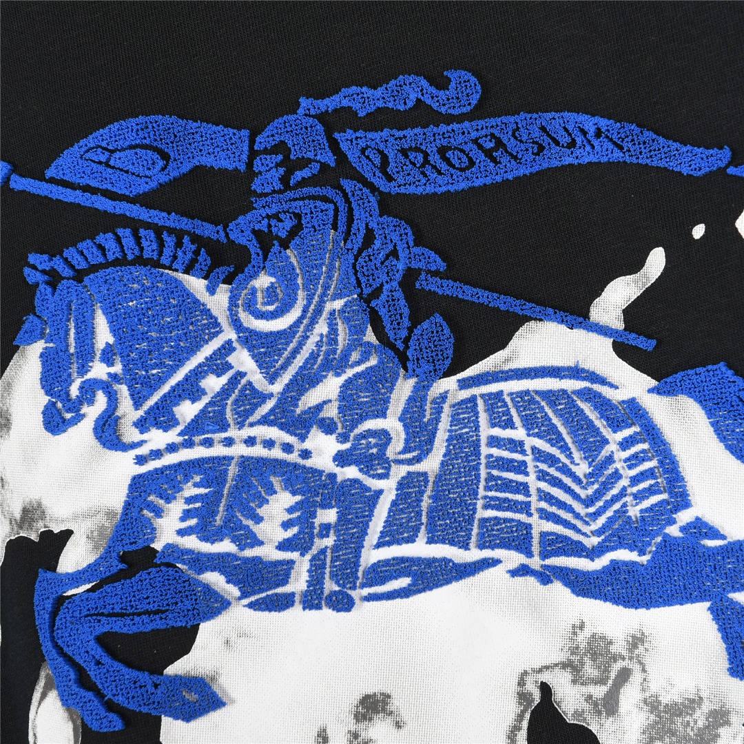 Burberry/巴宝莉 25ss 战马牙刷绣及泼墨印花短袖T恤