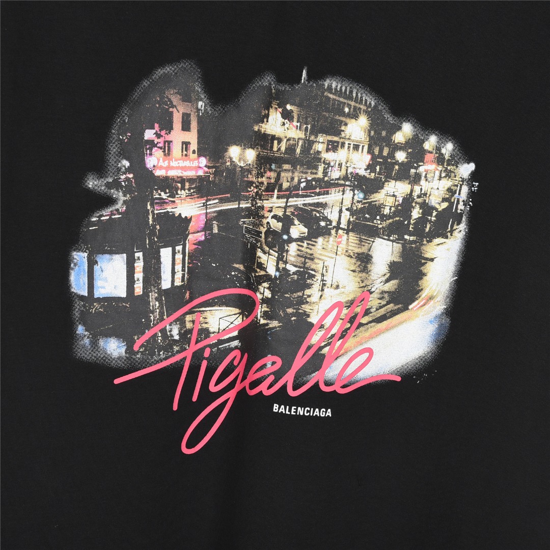 Balenciaga/巴黎世家 25ss Pigelle夜景限定水洗破洞短袖T恤 水洗黑-Chinese UA Cheap High Quatity Brand Clothes Bags handbags Sneakers wholesale wholesaler seller from China Factory suppliers Fashion Clothing Shoes best Quality Beautiful Price Balenciaga/巴黎世家 25ss Pigelle夜景限定水洗破洞短袖T恤 水洗黑