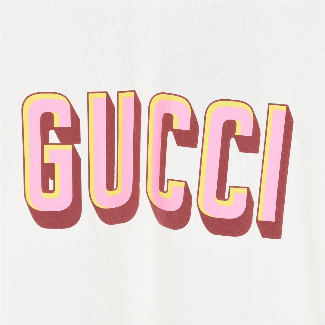 Gucci/古驰 25ss 红领及logo撞色发泡印花短袖T恤