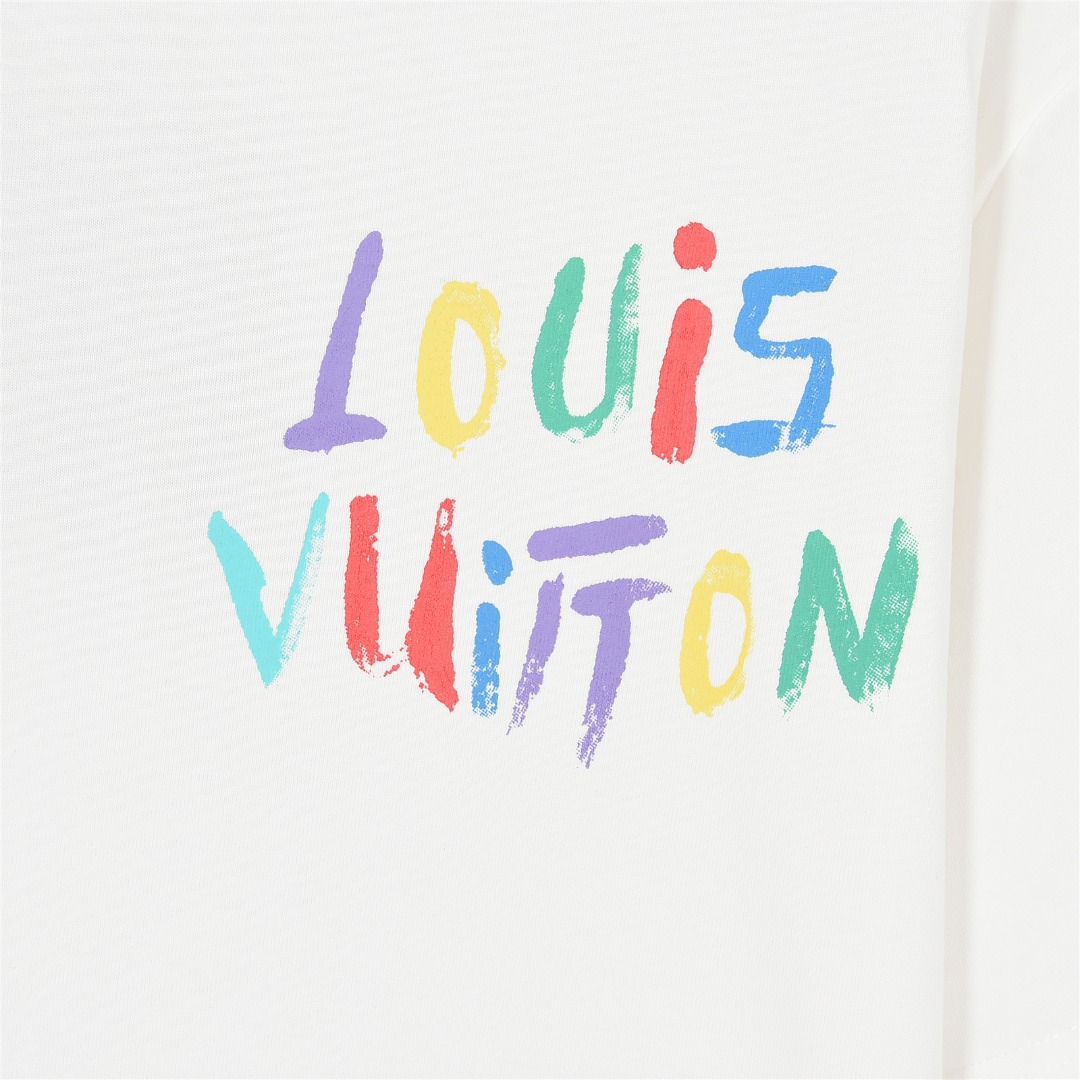 Louis Vuitton/路易威登 25ss 手绘彩色logo涂鸦短袖T恤黑色 白色-Chinese UA Cheap High Quatity Brand Clothes Bags handbags Sneakers wholesale wholesaler seller from China Factory suppliers Fashion Clothing Shoes best Quality Beautiful Price Louis Vuitton/路易威登 25ss 手绘彩色logo涂鸦短袖T恤黑色 白色