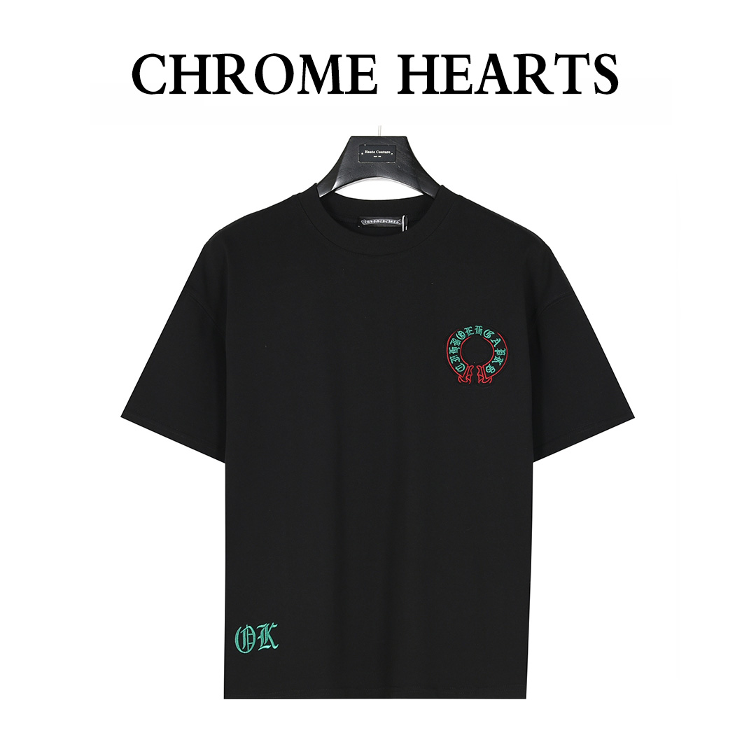 ChromeHearts/克罗心 25ss 重工贴布马蹄十字架刺绣短袖T恤