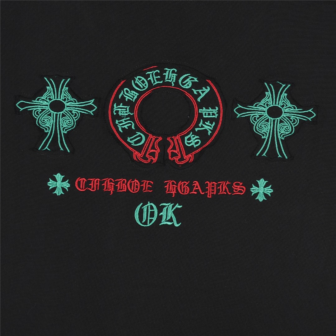 ChromeHearts/克罗心 25ss 重工贴布马蹄十字架刺绣短袖T恤