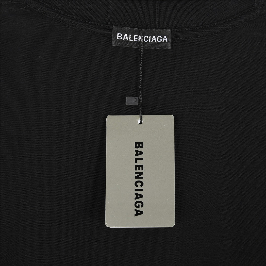 Balenciaga/巴黎世家 25ss 几何logo双B数字植绒短袖T恤