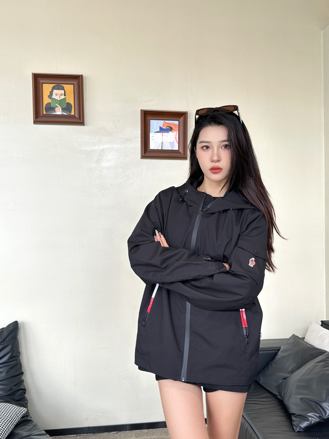 Moncler/蒙口 25ss 小标口袋拉链连帽夹克外套 上身效果#