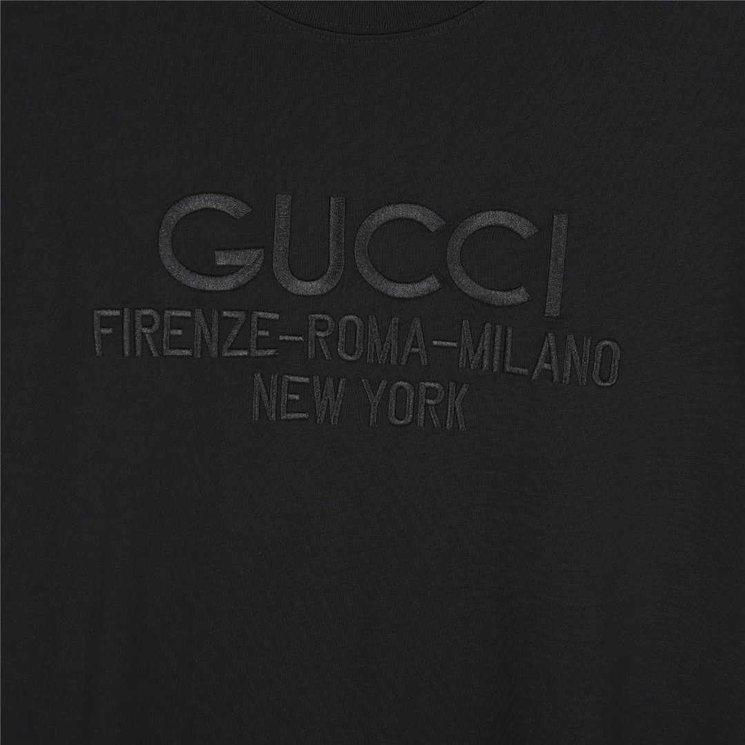 Gucci/古驰 25ss 暗纹gucci城市刺绣短袖T恤