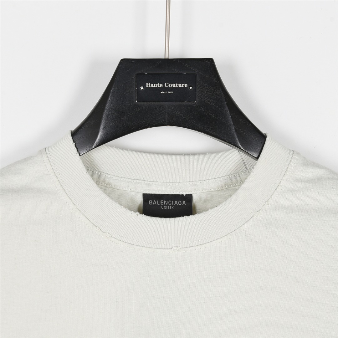 Balenciaga/巴黎世家 25ss 反转字母双B印花水洗破洞短袖T恤浅灰色 水洗黑-Chinese UA Cheap High Quatity Brand Clothes Bags handbags Sneakers wholesale wholesaler seller from China Factory suppliers Fashion Clothing Shoes best Quality Beautiful Price Balenciaga/巴黎世家 25ss 反转字母双B印花水洗破洞短袖T恤浅灰色 水洗黑