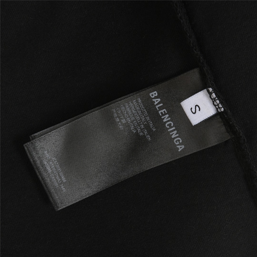 Balenciaga/巴黎世家 25ss 反转字母双B印花水洗破洞短袖T恤