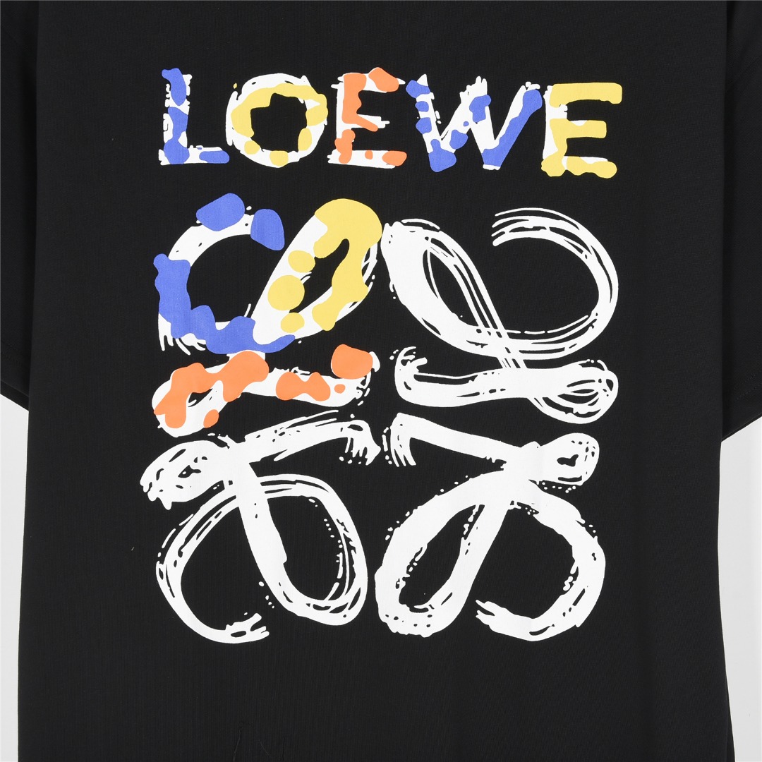 Loewe/罗意威 25ss 涂鸦彩绘字母logo印花短袖T恤