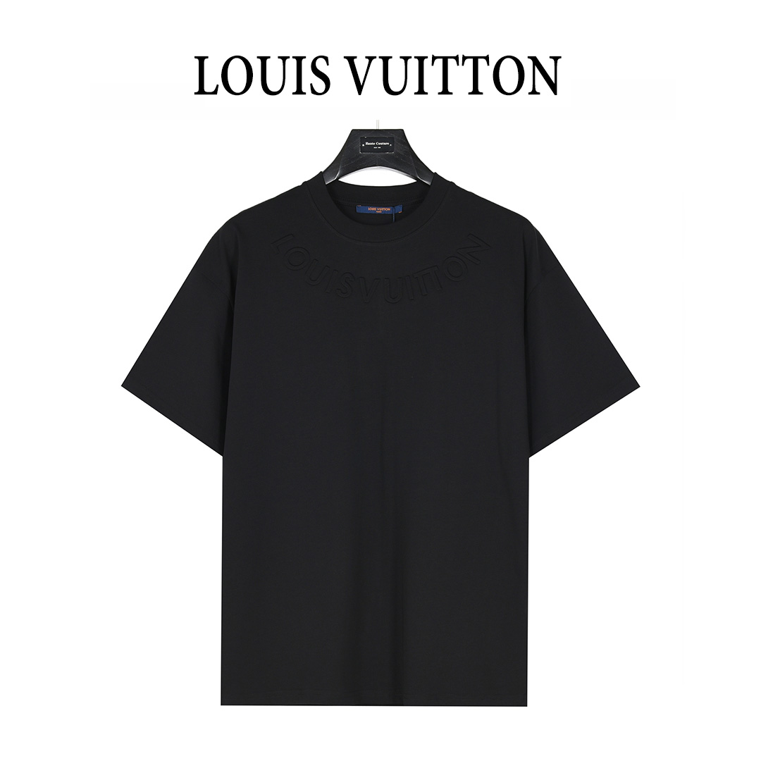 Louis Vuitton/路易威登 25ss 领口压花浮雕字母logo短袖T恤