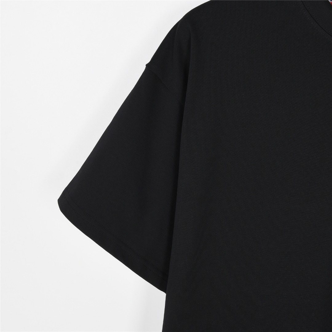 Gucci/古驰 25ss 刺绣双G字母格纹领短袖T恤
