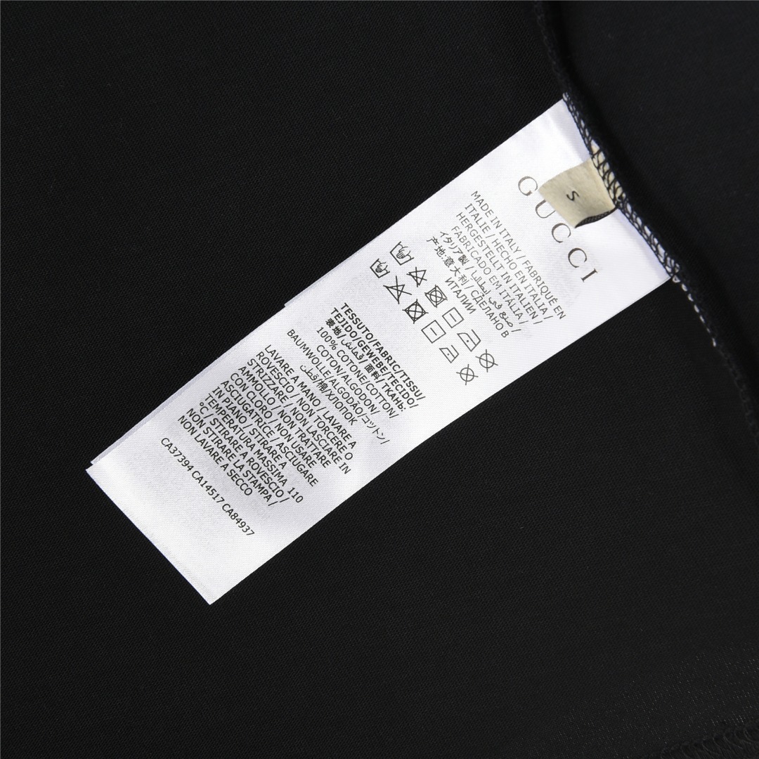 Gucci/古驰 25ss 刺绣双G字母格纹领短袖T恤