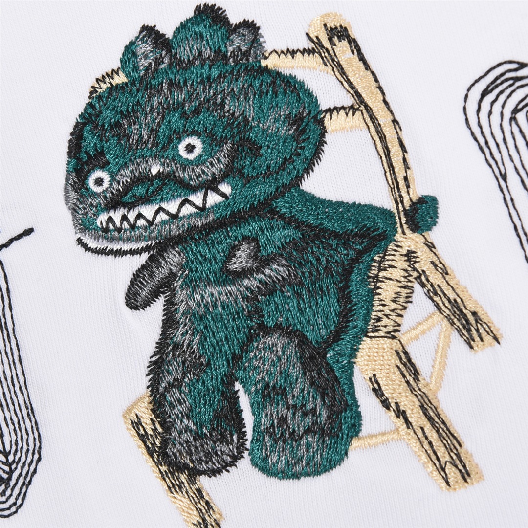 Dior/迪奥 25ss 字母小恐龙刺绣短袖T恤黑色 白色