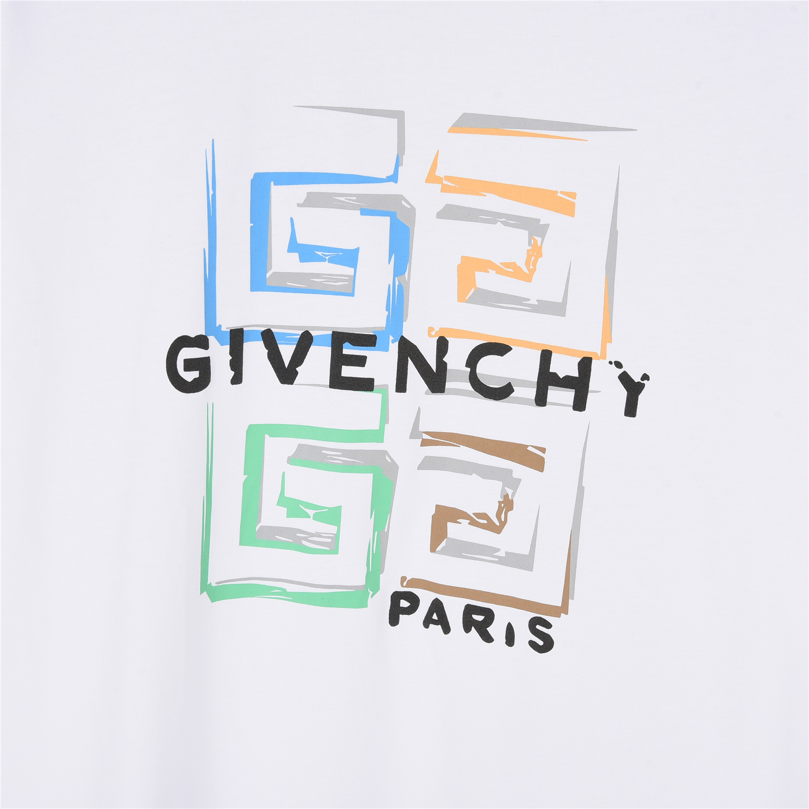 Givenchy/纪梵希 25ss 彩色涂鸦立体4G印花短袖T恤 黑色 白色