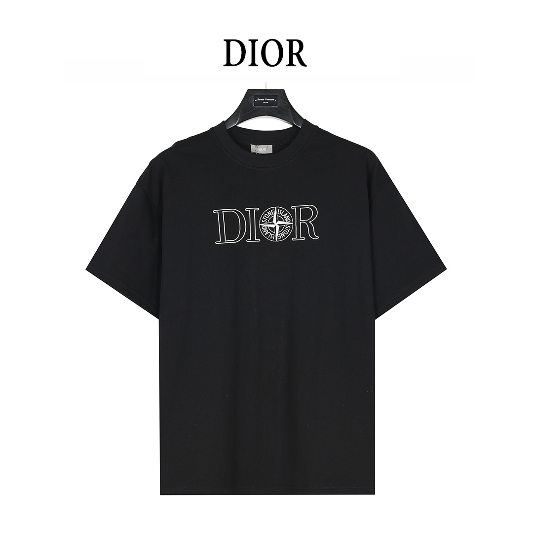 Dior & Stone lsland 石头岛联名刺绣logo短袖T恤