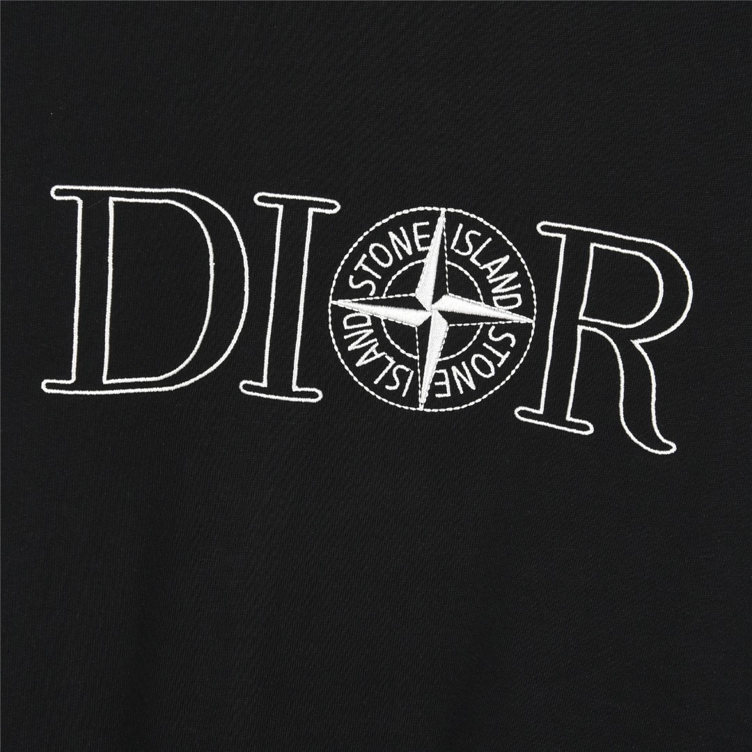 Dior & Stone lsland 石头岛联名刺绣logo短袖T恤